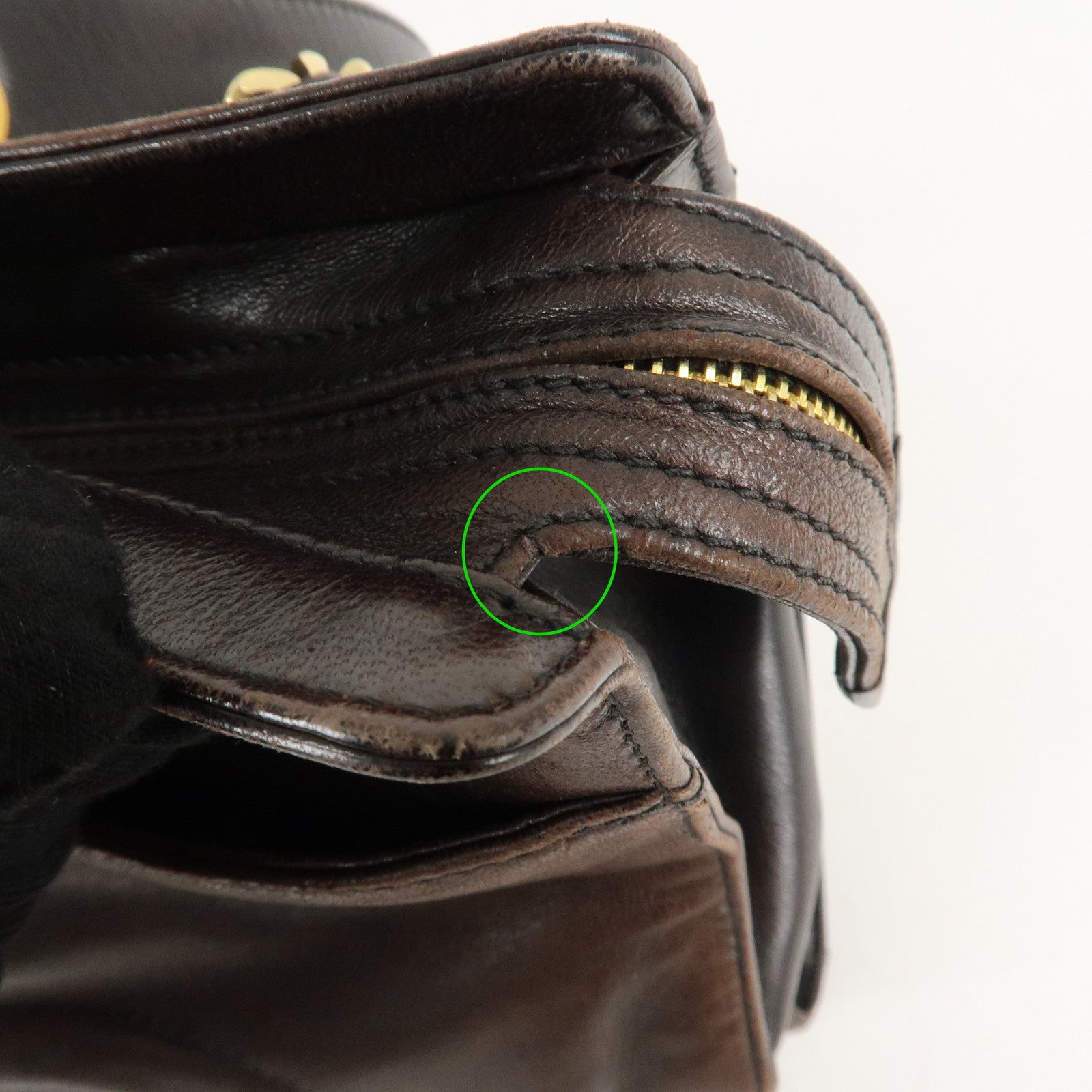 CHANEL COCO Mark Lamb Skin  Chain Shoulder Bag Brown Gold Used