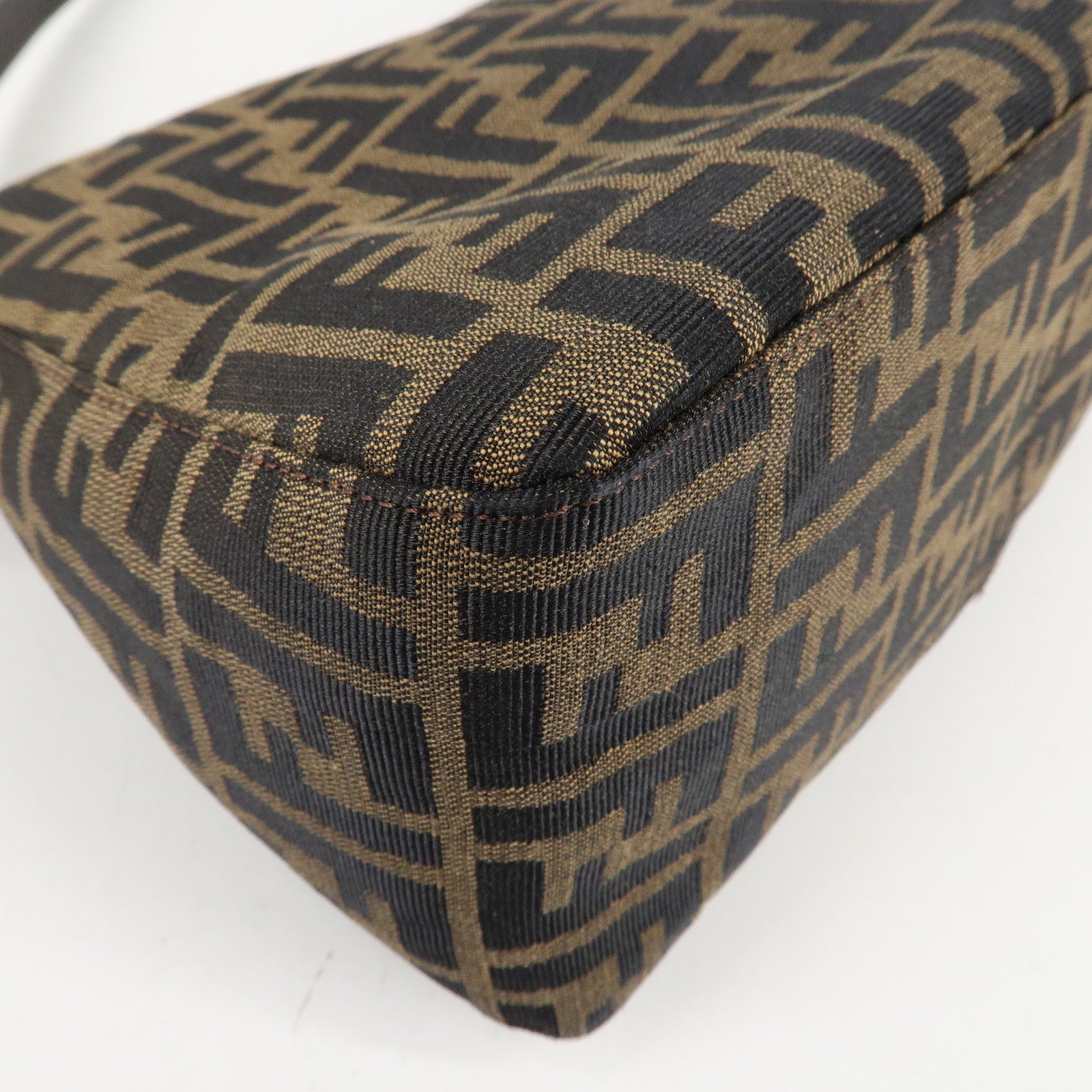 FENDI Mamma Baguette Zucca Canvas Leather Shoulder Bag 26325 Used