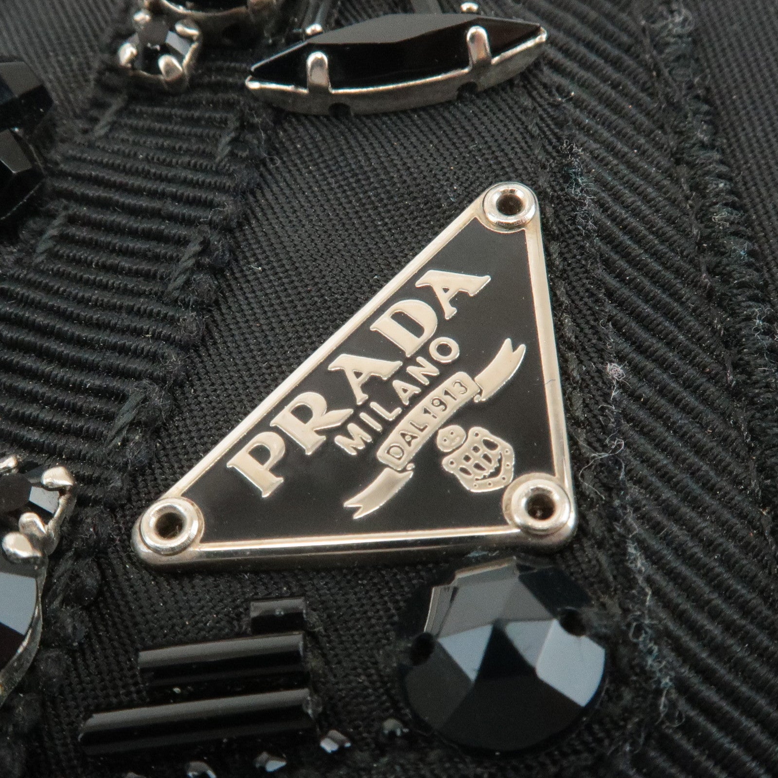 PRADA Logo Leather Round Zip Wallet Bijou Black Used