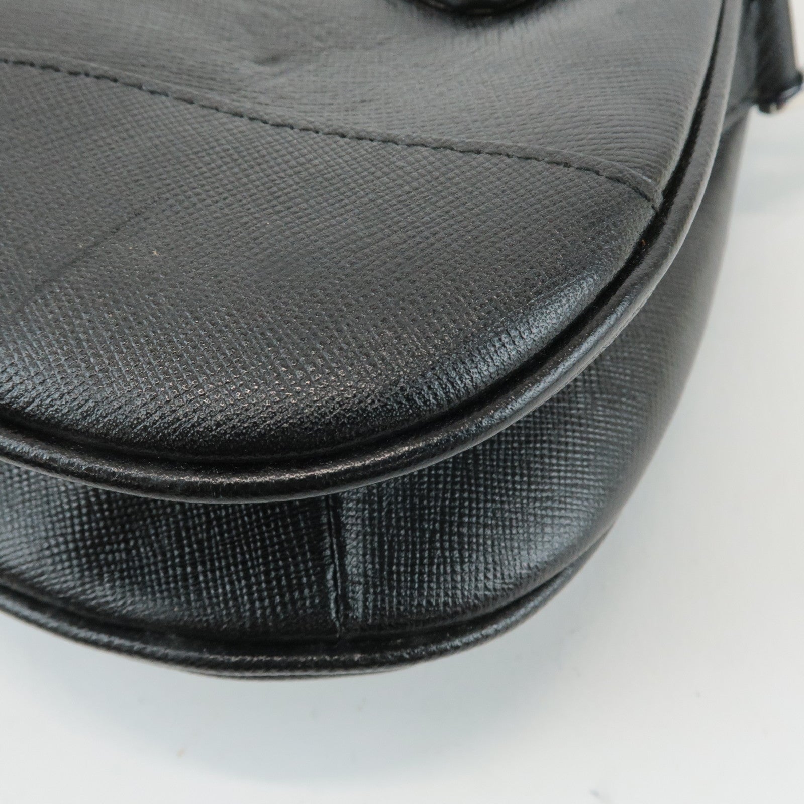 BURBERRY Leather Shoulder Bag Hand Bag Black Silver Hardware Used