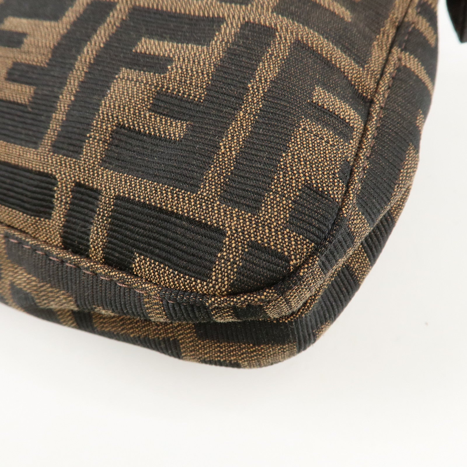 FENDI Mamma Baguette Zucca Canvas Shoulder Bag Brown Black 26424 Used