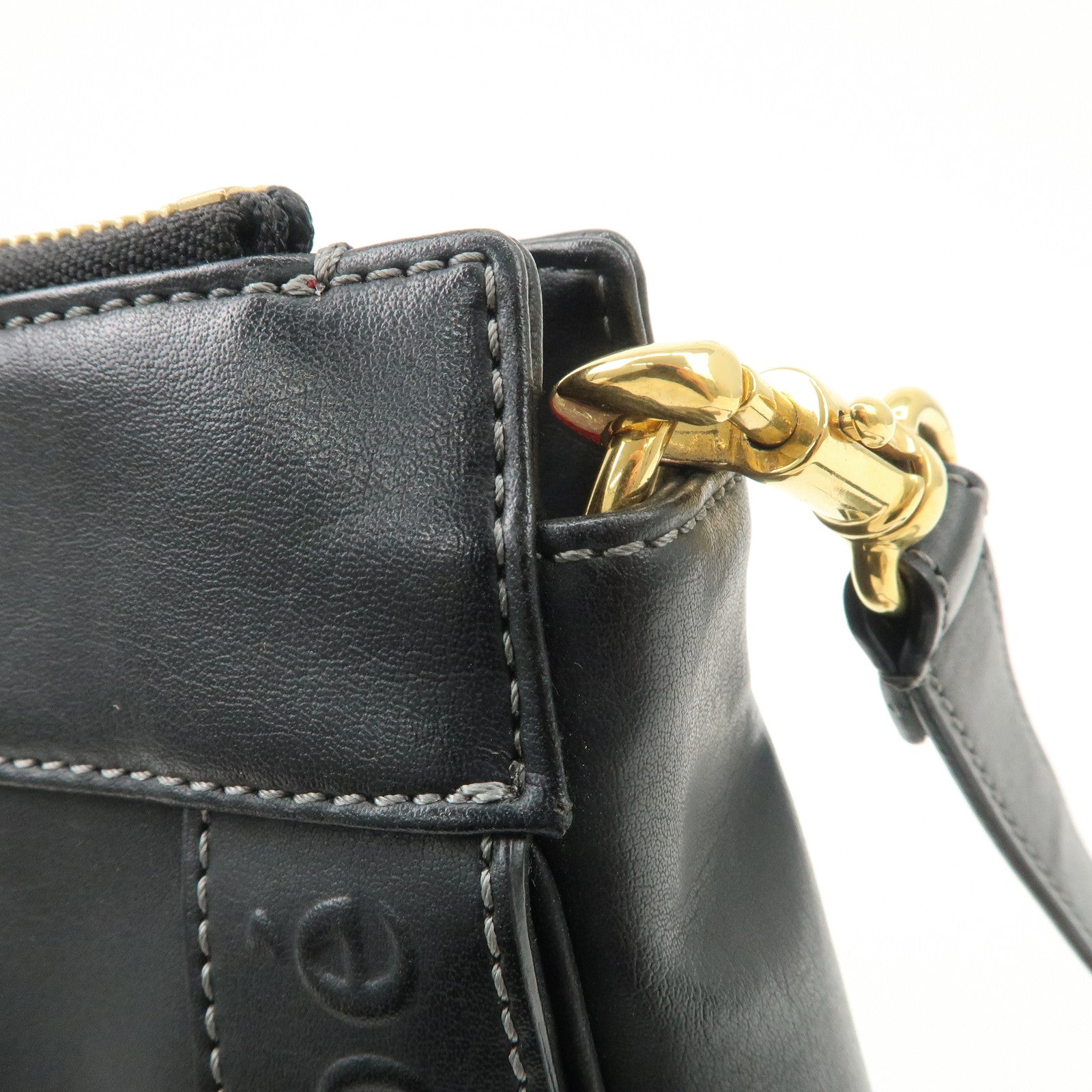 Chloe Eden Leather Tassel Shoulder Bag Black Brown Used