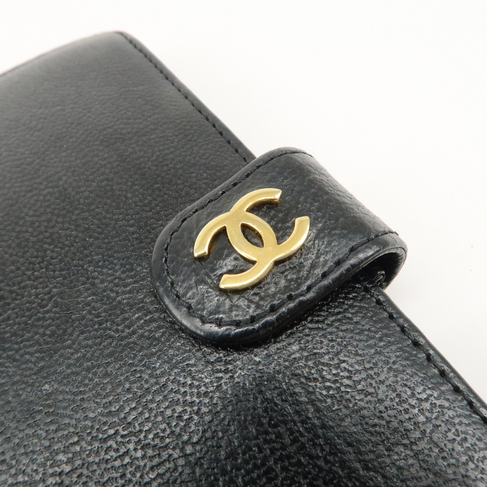 CHANEL COCO Mark Leather Agenda Cover Planner Cover Black Used