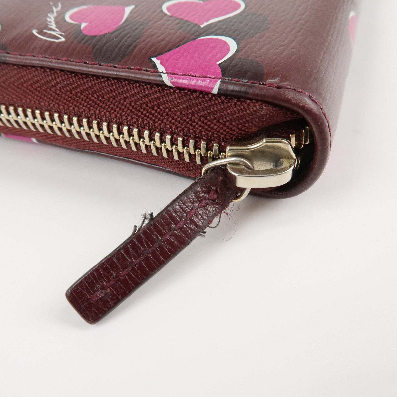 GUCCI Interlocking G Leather Long Wallet Heartbeat Print 309705 Used