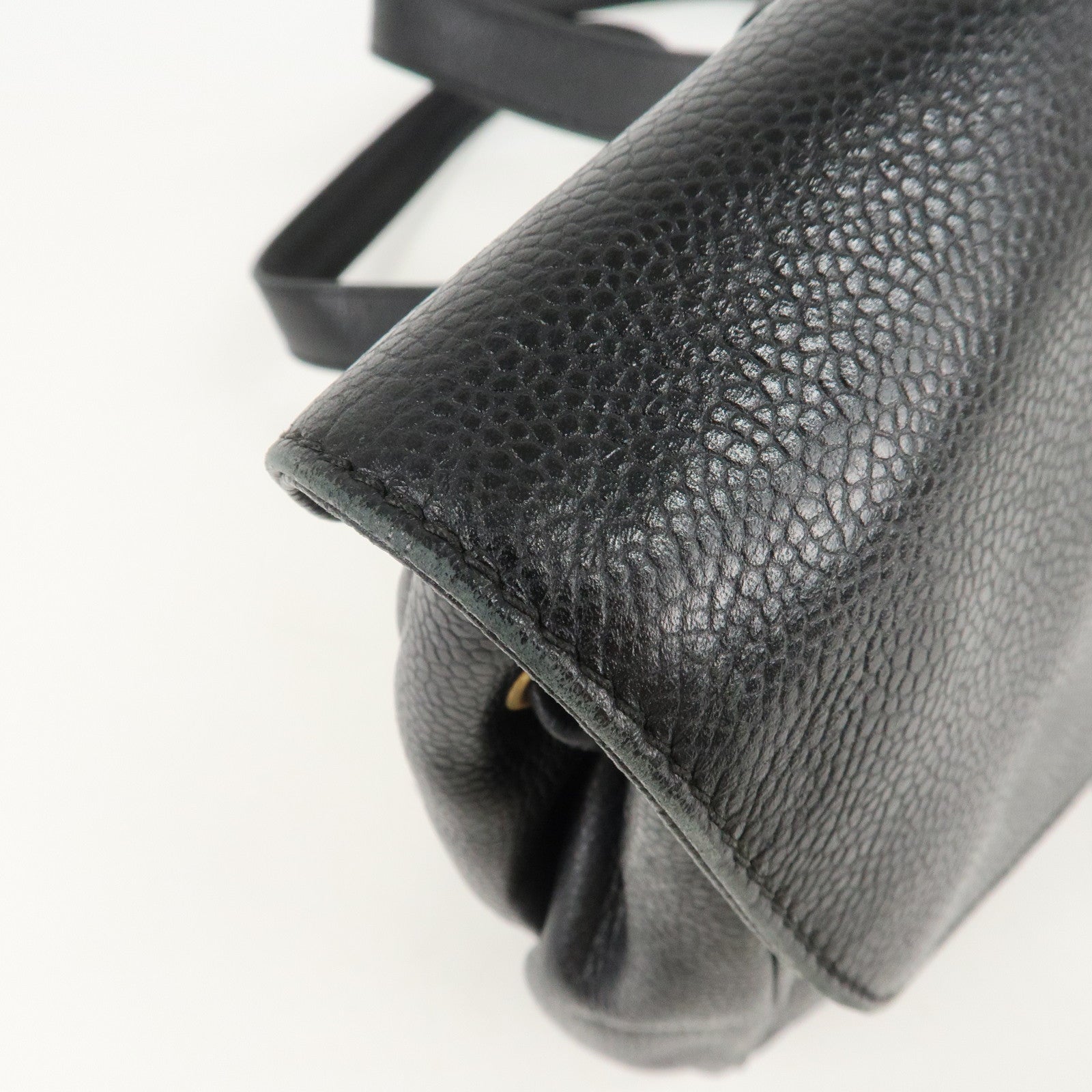 CHANEL Triple COCO Caviar Skin Chain Back Pack Black Gold Used