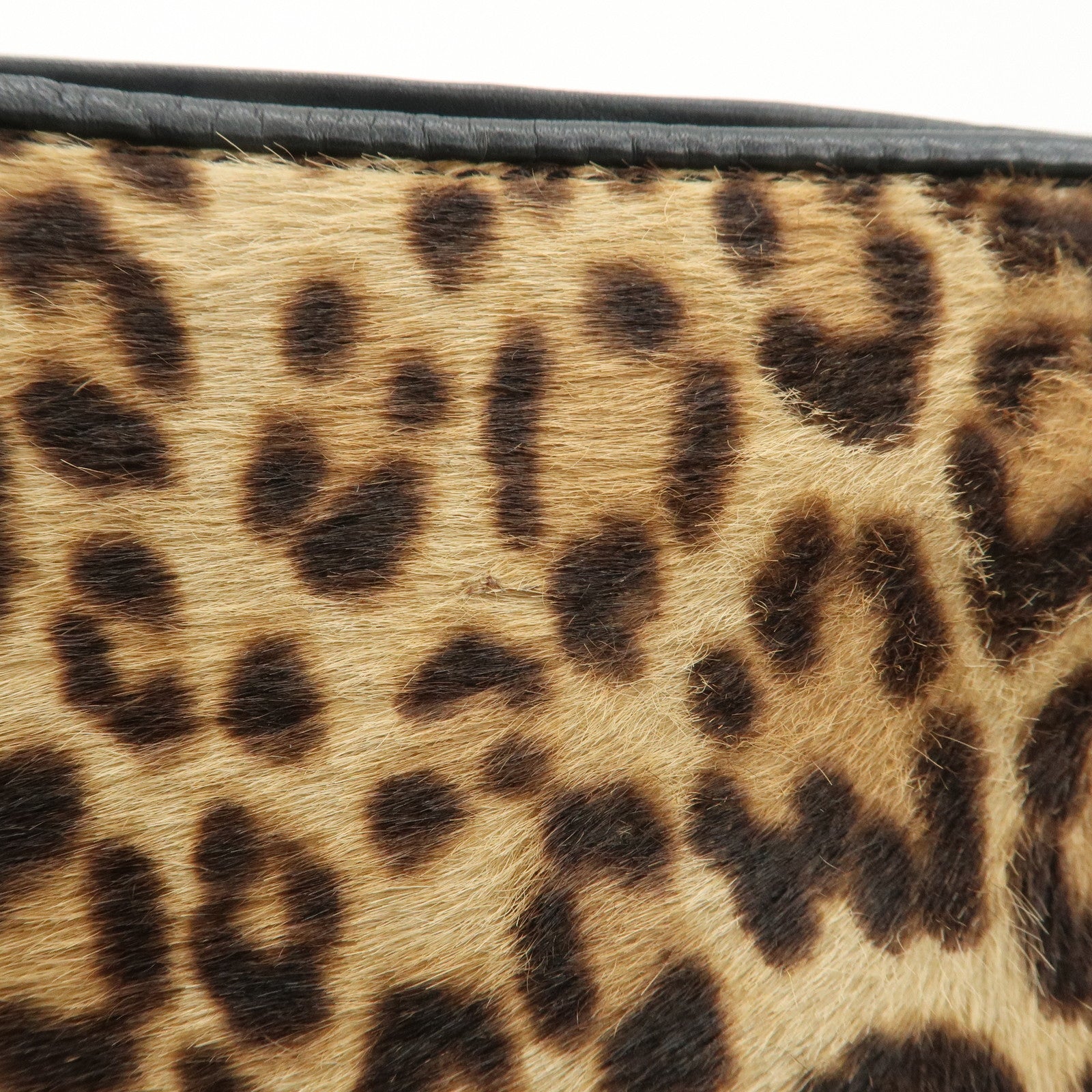 BURBERRY Unborn Calf Leather Bucket Bag Shoulder Bag Leopard Used