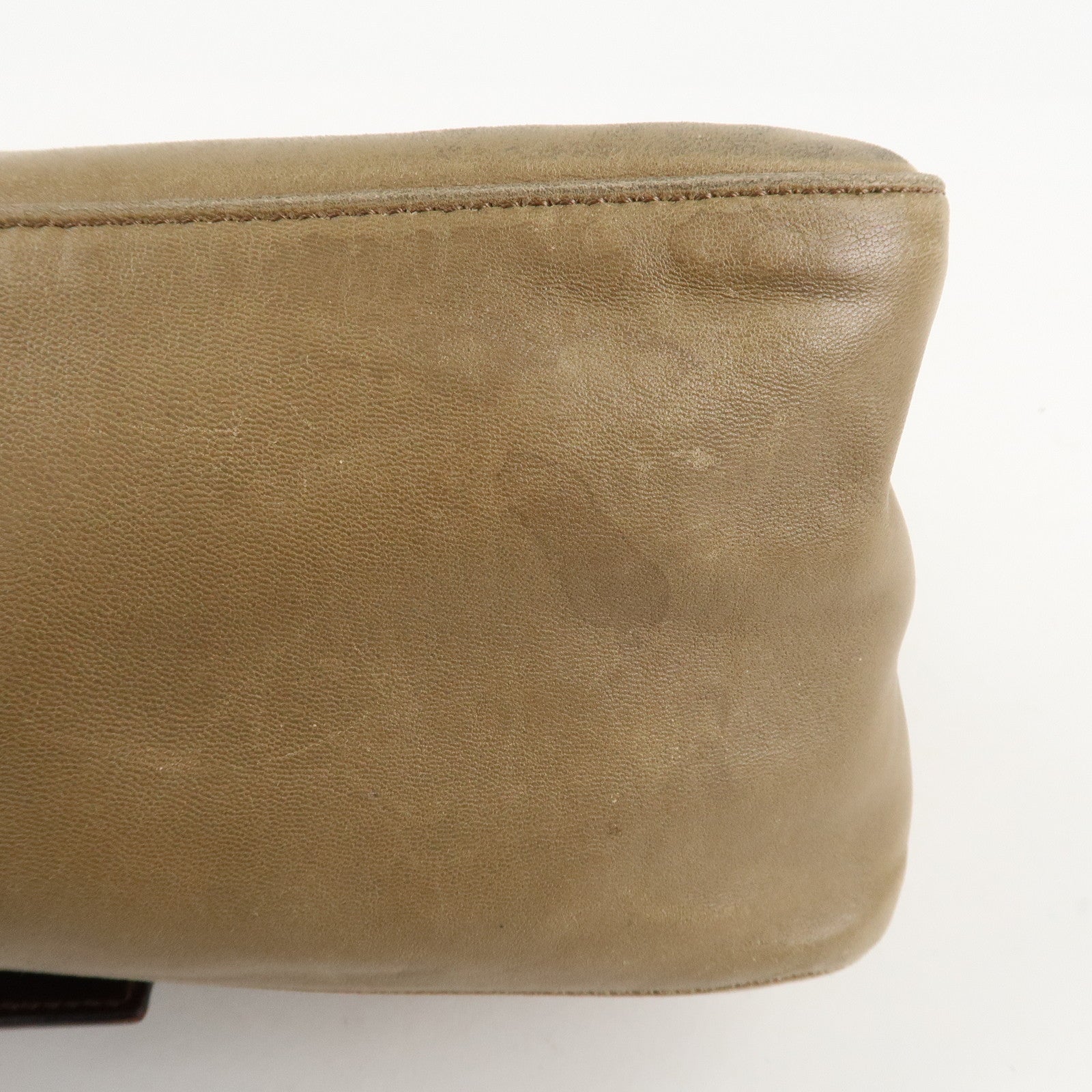 FENDI Mamma Baguette Leather Shoulder Bag Hand Bag Beige Used