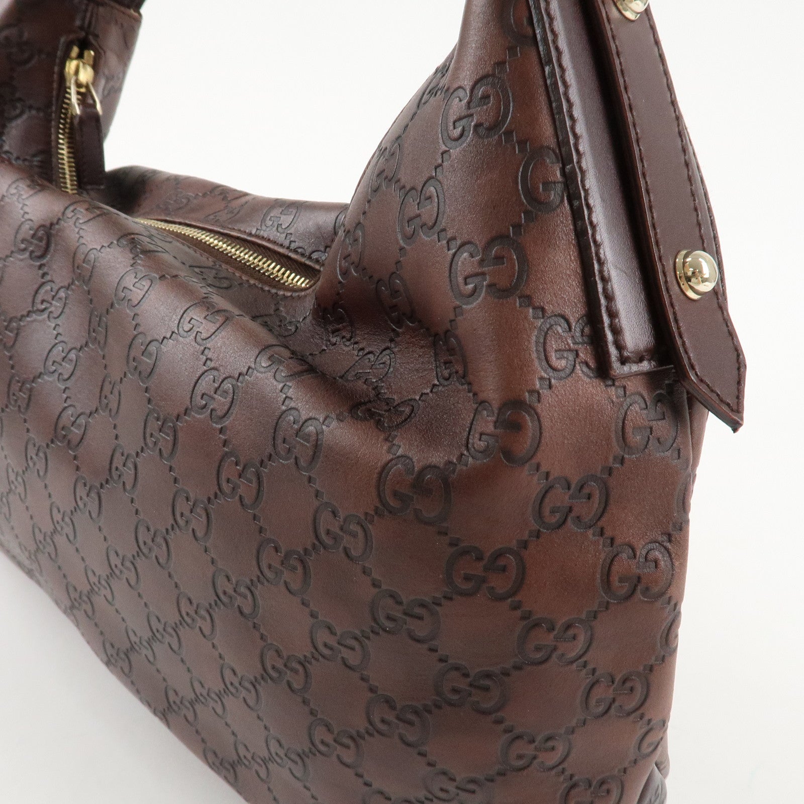 GUCCI Horsebit Guccissima Leather Shoulder Bag Dark Brown 115867 Used