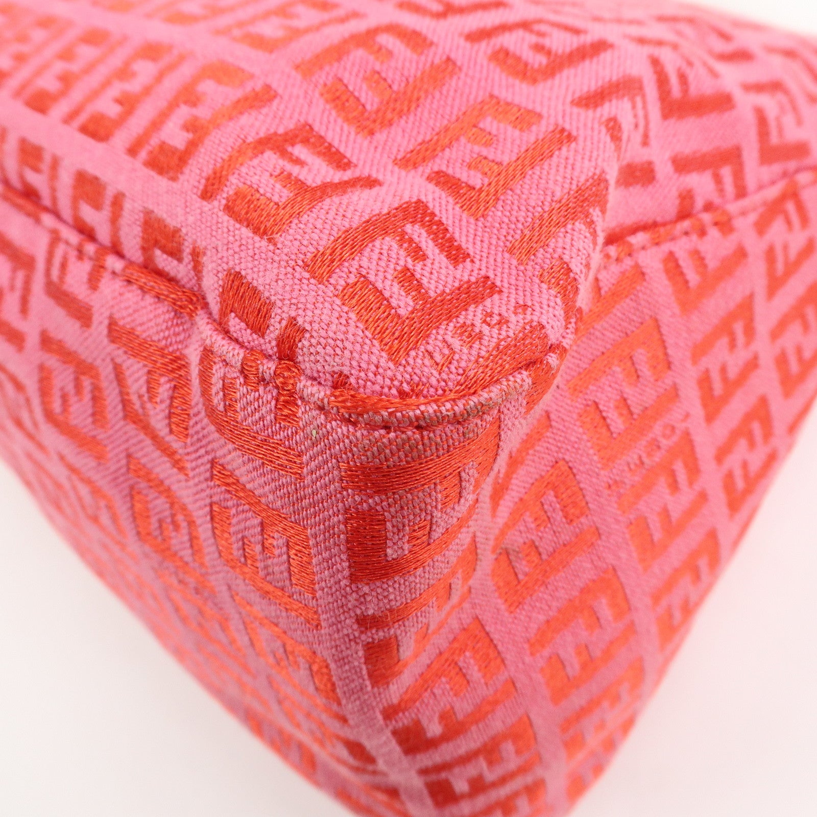 FENDI Mamma Baguette Zucchino Canvas Leather Shoulder Bag 8BR001 Used