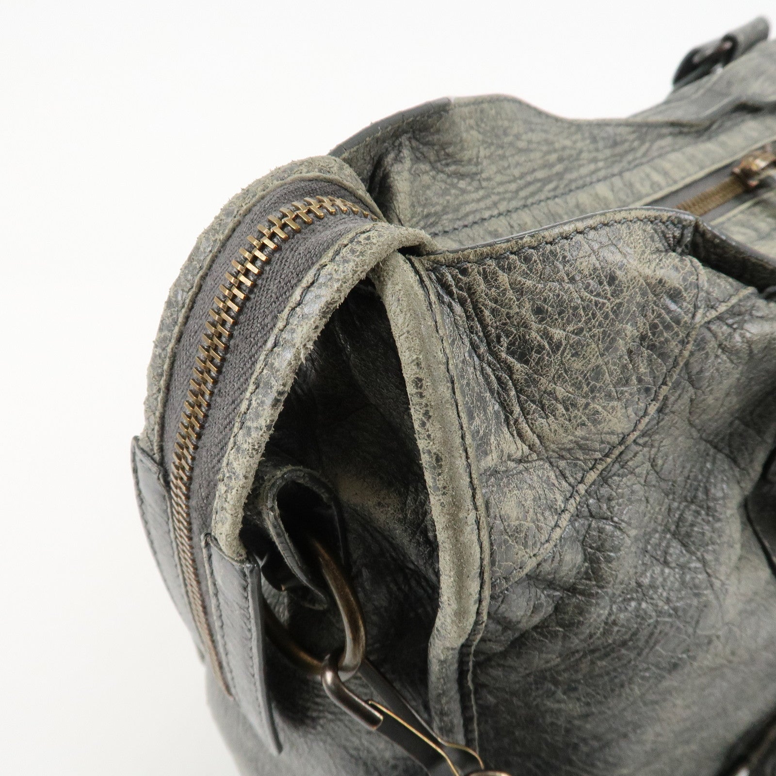BALENCIAGA The City Leather 2Way Shoulder Bag Gray 115748 Used