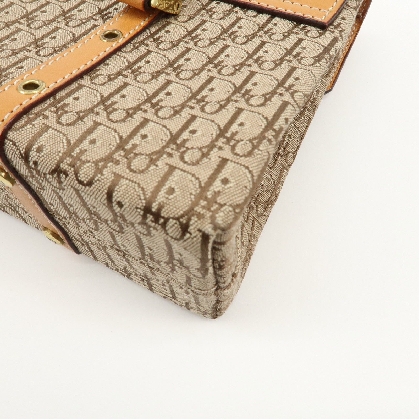 Christian Dior Trotter Street Chic Canvas Leather Shoulder Bag Used