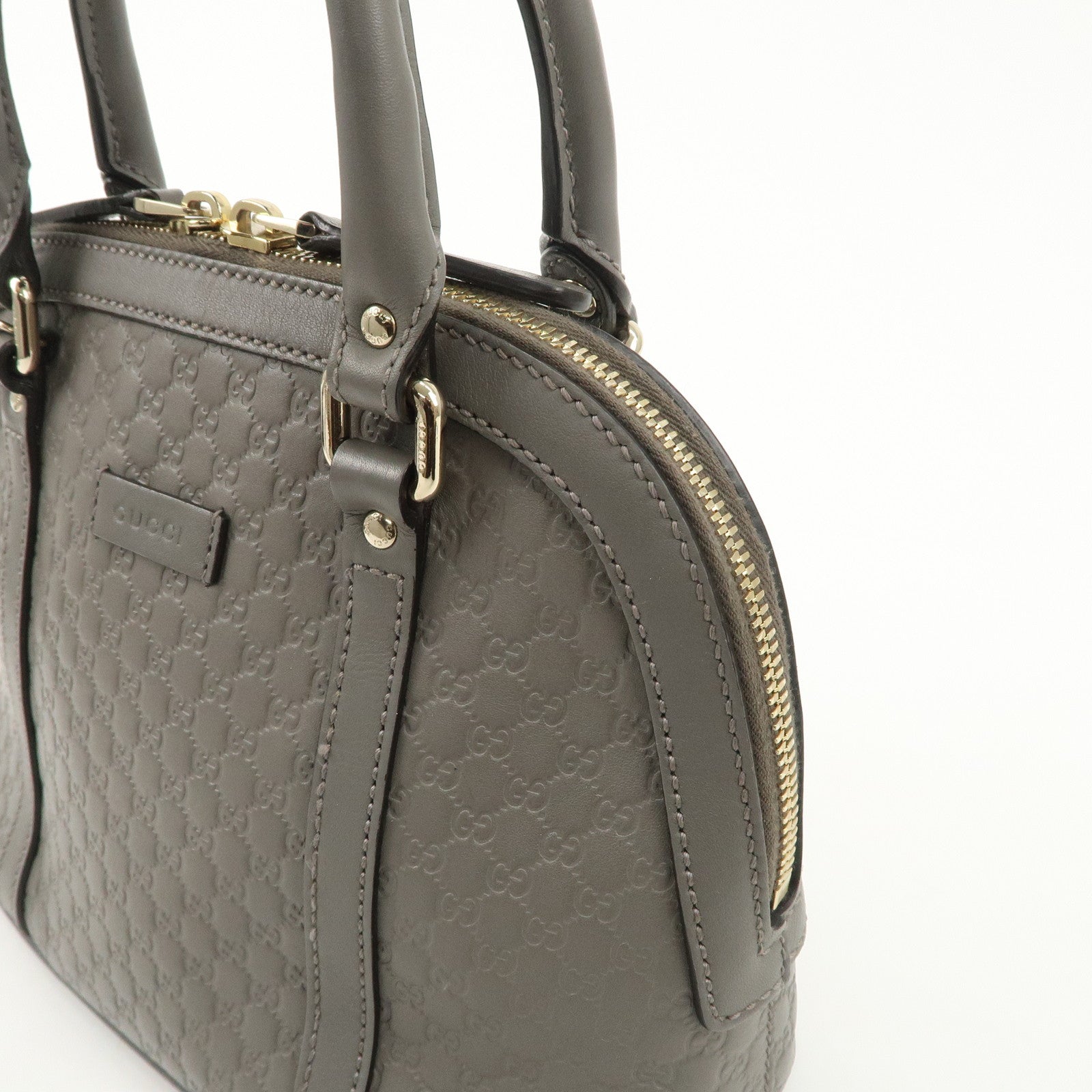 GUCCI Micro Guccissima Leather 2WAY Bag Hand Bag Gray 449654 Used