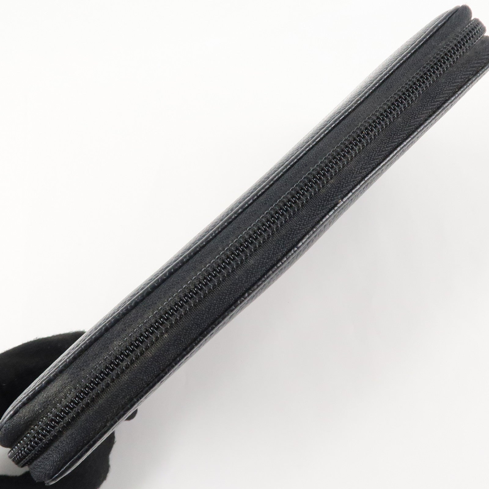 CHANEL COCO Mark Caviar Skin Zippy Long Wallet Black A50071 Used