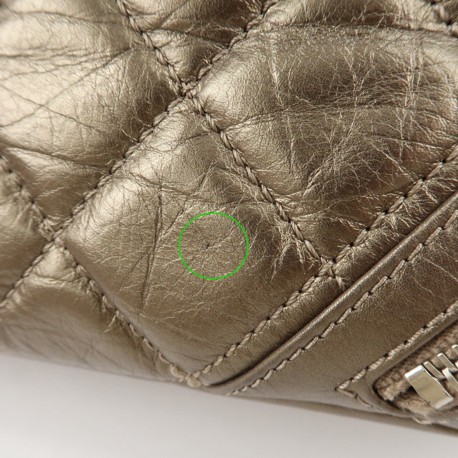 CHANEL Cambon Line Lamb Skin Cotton Club Hand Bag Bronze A34318 Used