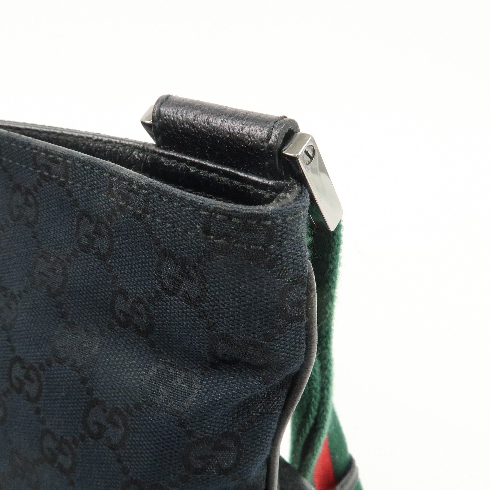 GUCCI Sherry GG Canvas Leather Shoulder Bag Black 169937 Used