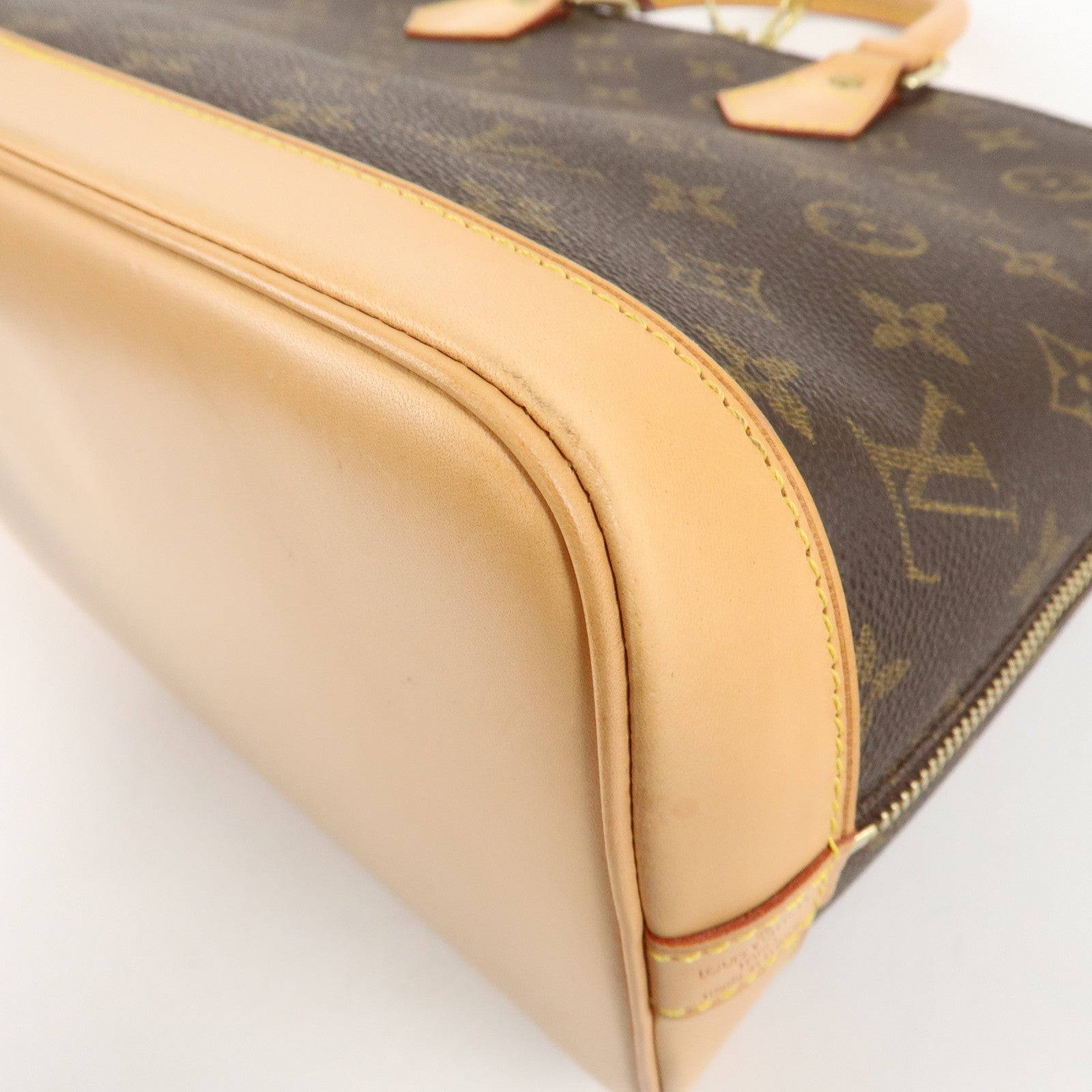 Louis Vuitton Monogram Alma Hand Bag Brown Gold Hardware M51130 Used