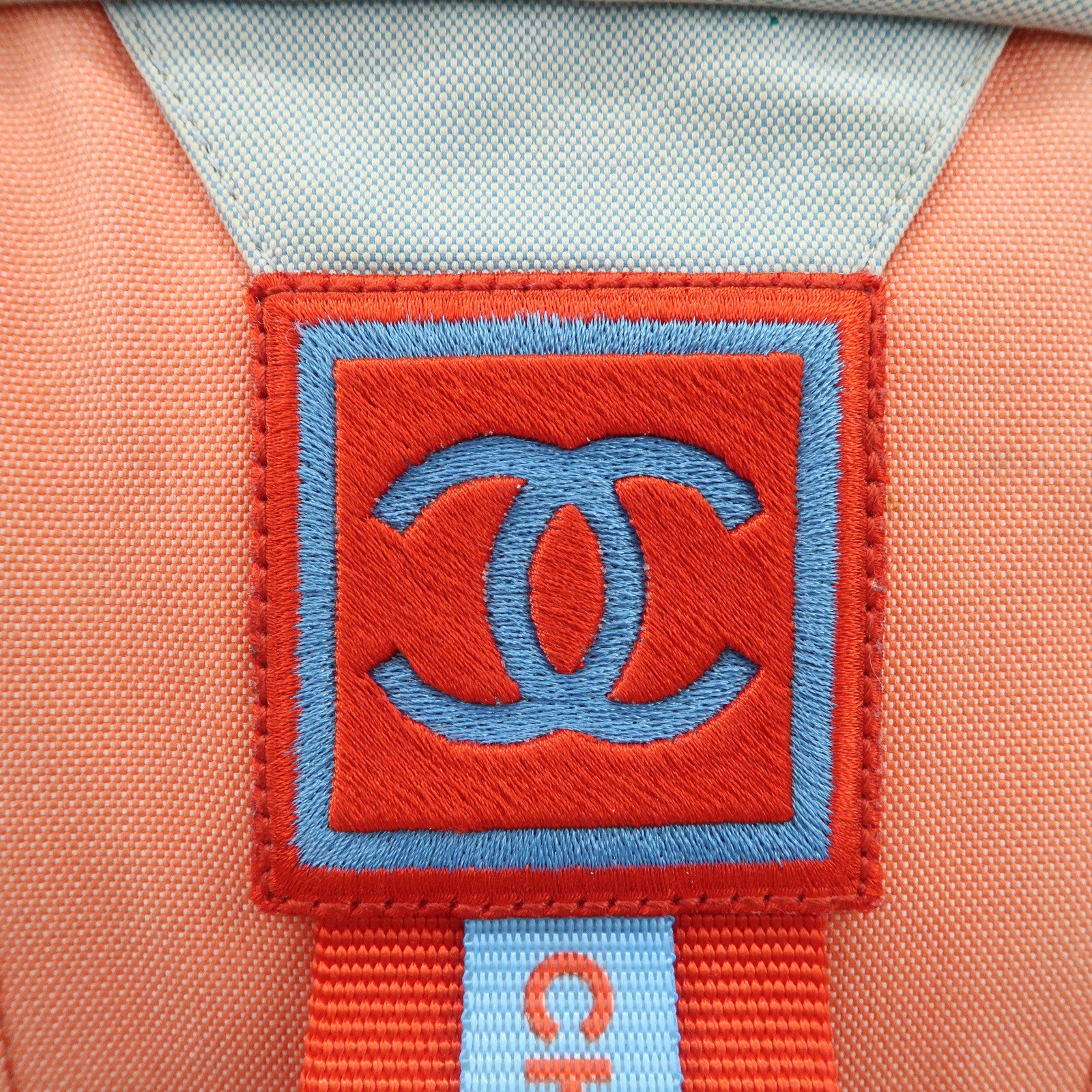 CHANEL Sports Nylon Canvas COCO Mark Shoulder Bag Blue Red Used