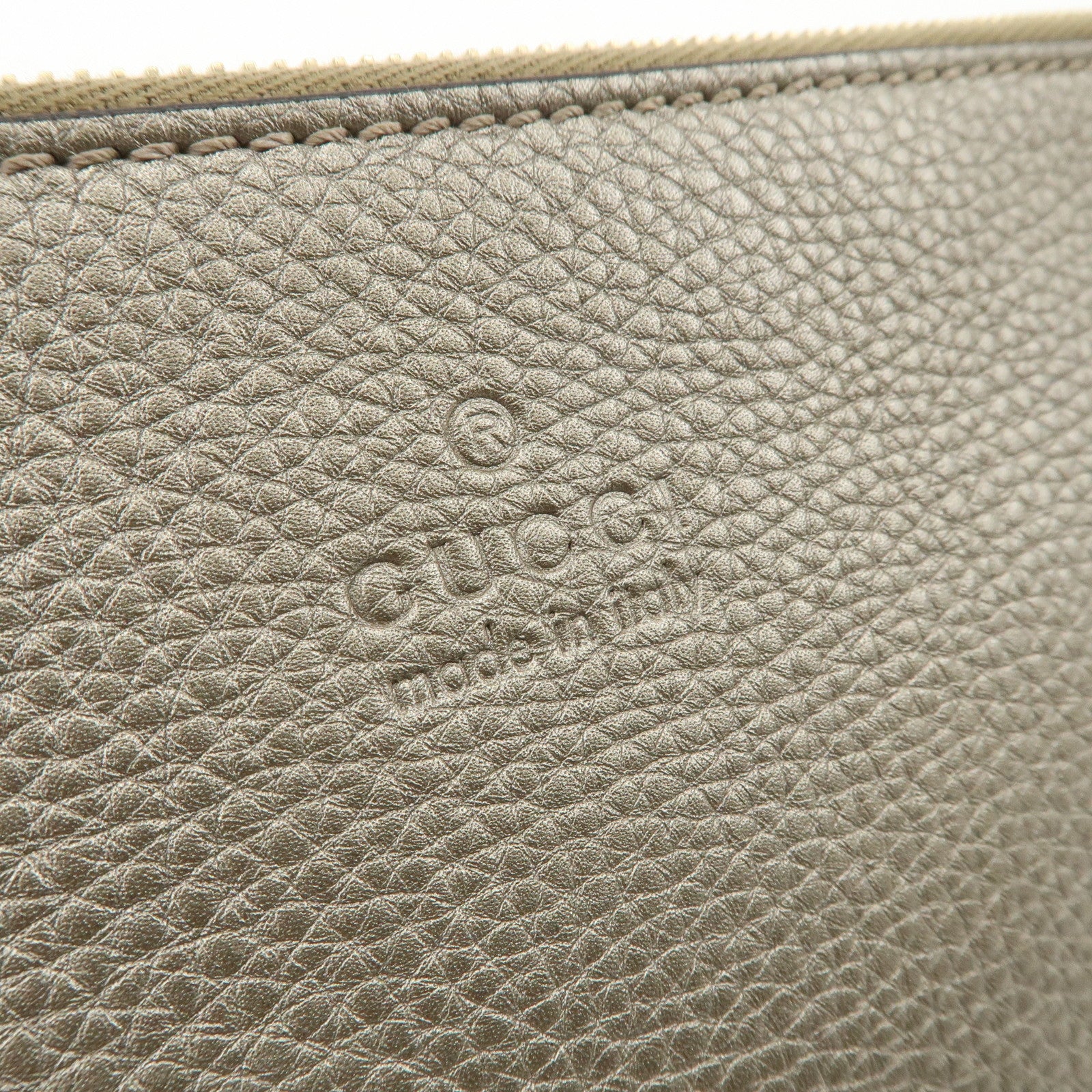 GUCCI Bamboo Leather Tassel Pouch Champaigne Beige 376854 Used
