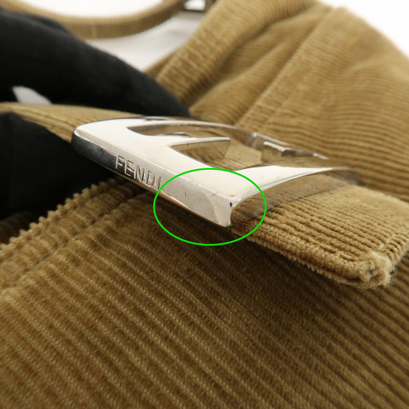 FENDI Corduroy Shoulder Bag Hand Bag Brown 26727 Used