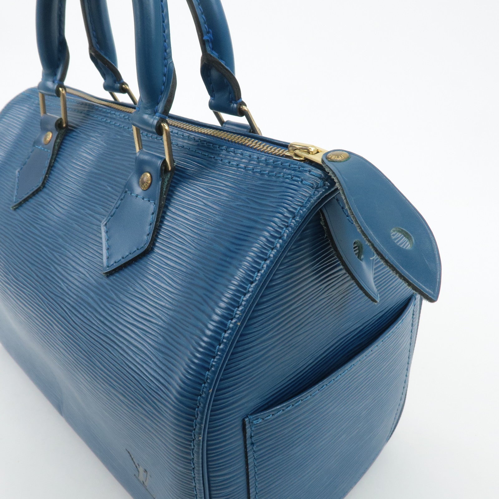 Louis Vuitton Epi Speedy 25 Hand Bag Boston Bag Blue M43015 Used