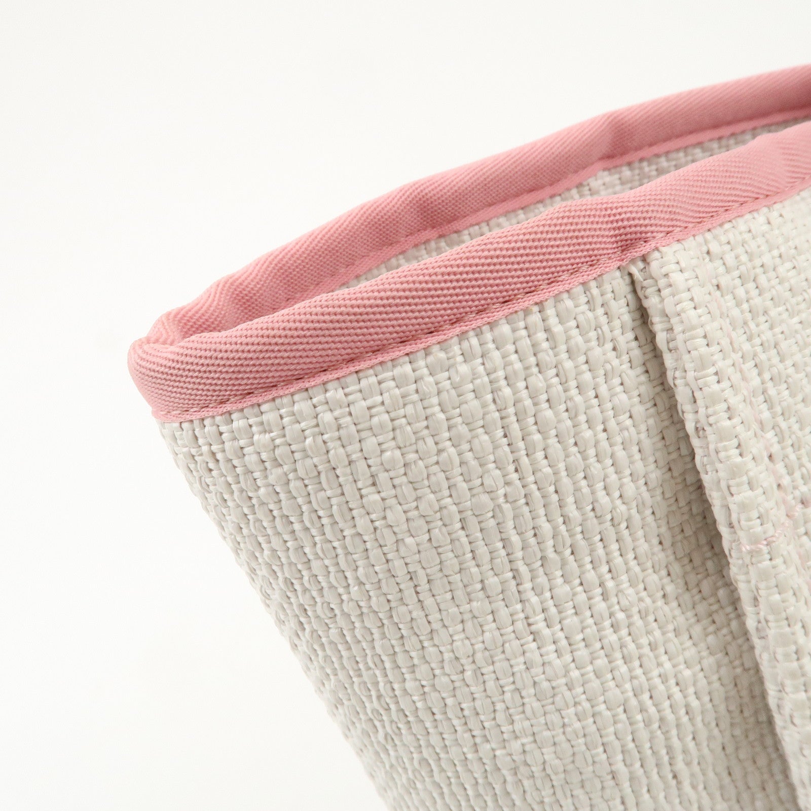 CHANEL Deauville Raffia Leather Chain Tote Bag GM Pink A66941 Used