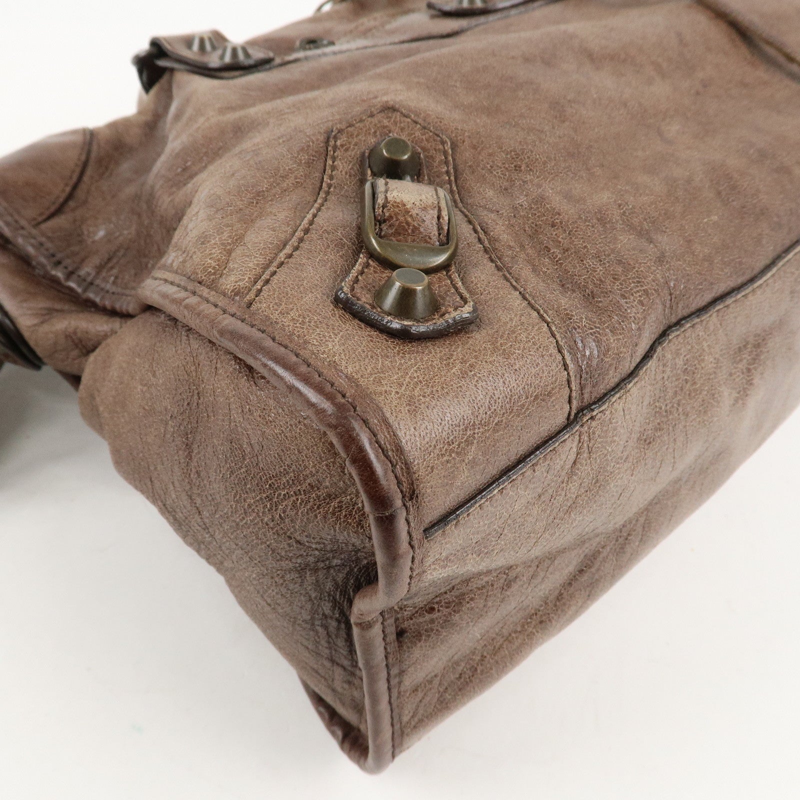 BALENCIAGA The City Leather 2Way Hand Bag Brown 115748 Used