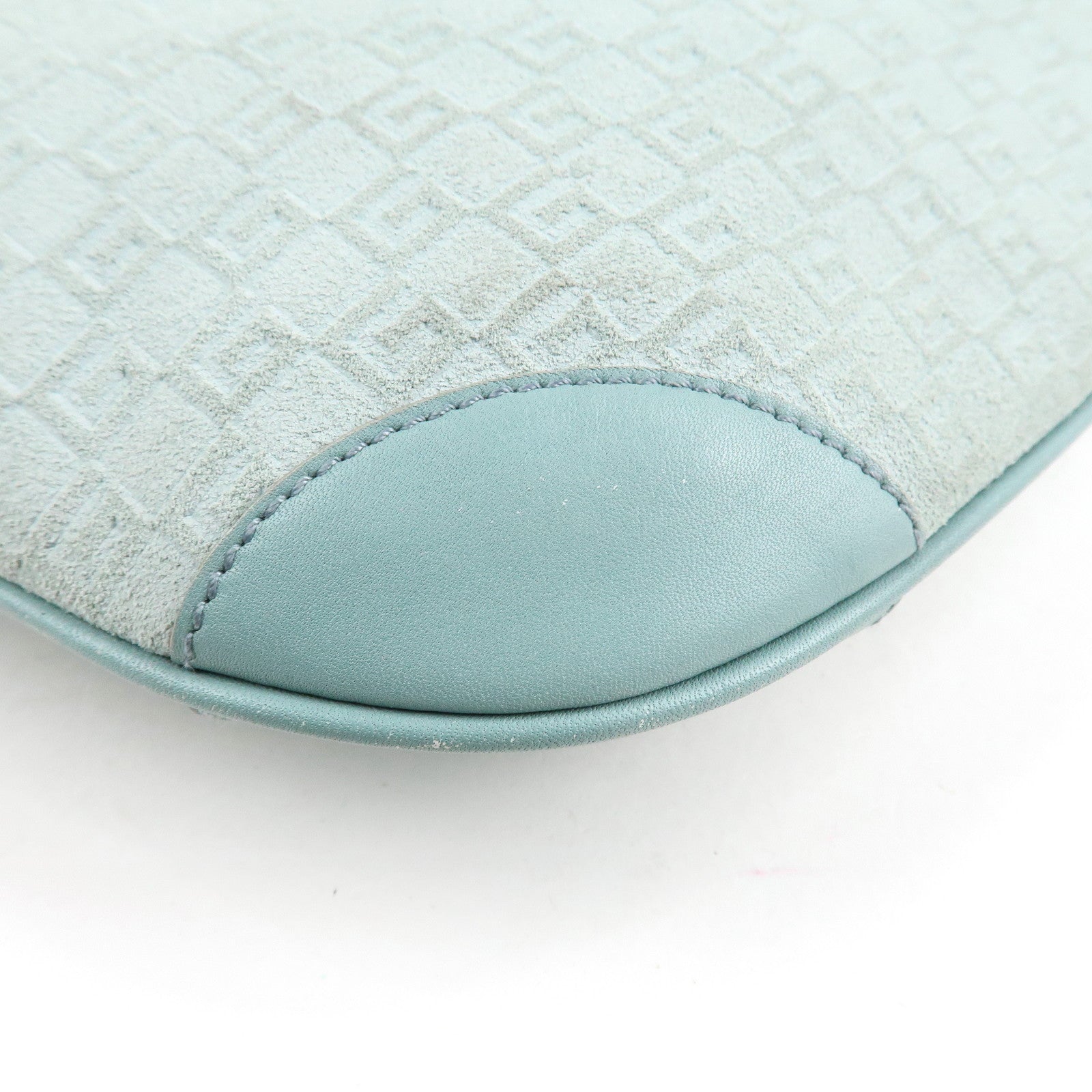 GUCCI Suede Leather Shoulder Bag Hand Bag Light Blue 001.4158 Used