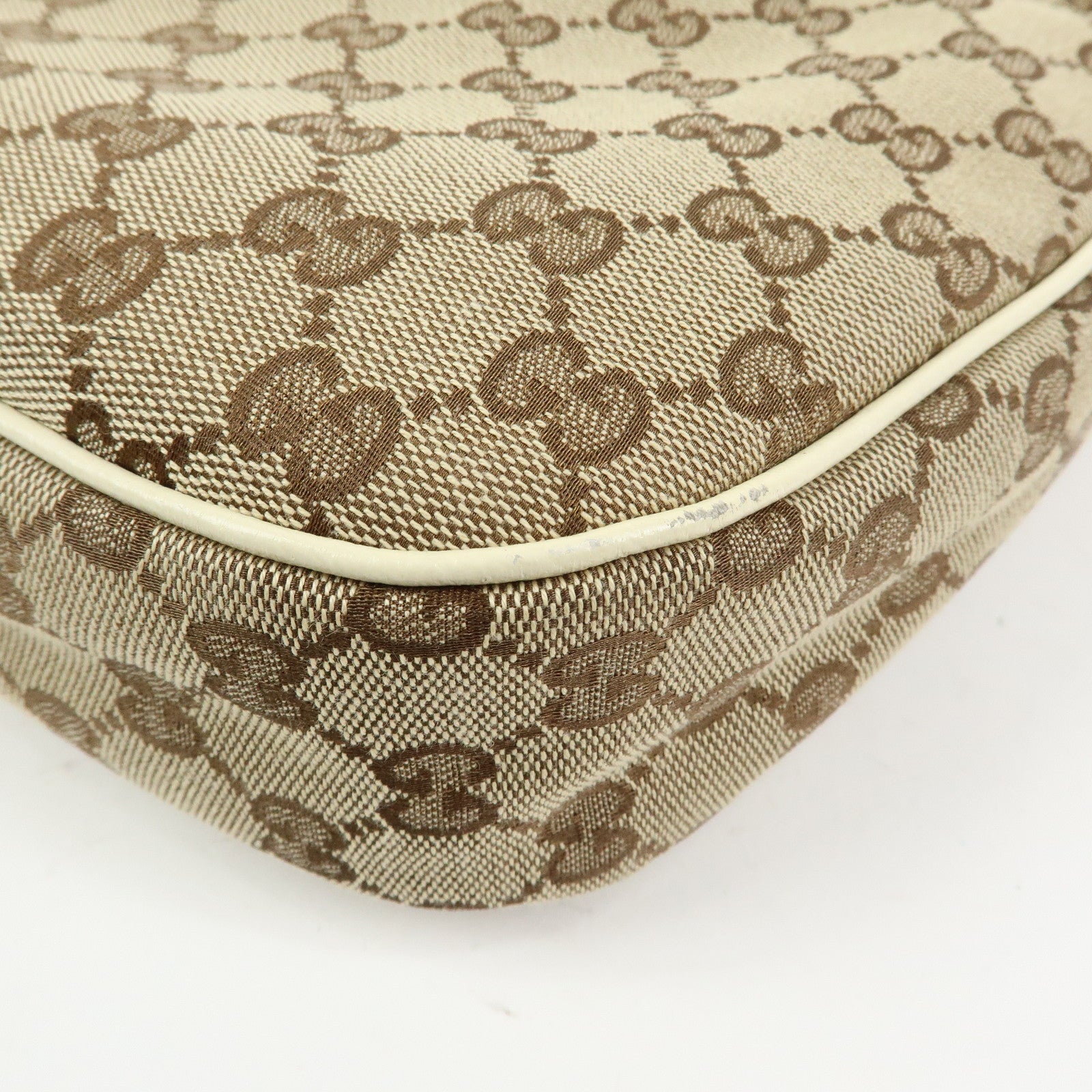 GUCCI GG Canvas Leather Shoulder Bag Hand Bag Beige Ivory 153010