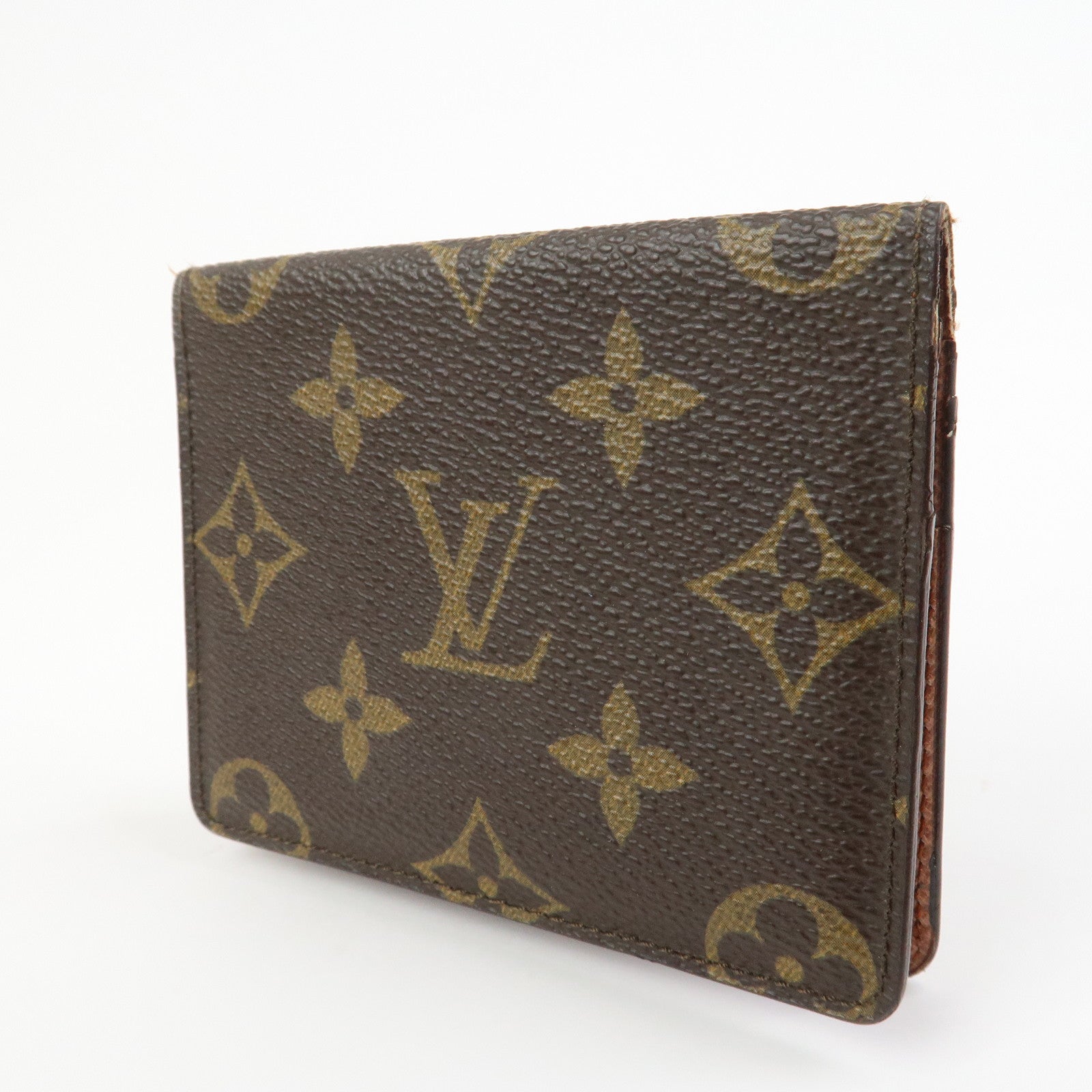 Louis Vuitton Monogram Canvas Leather Card Case Card Holder Brown