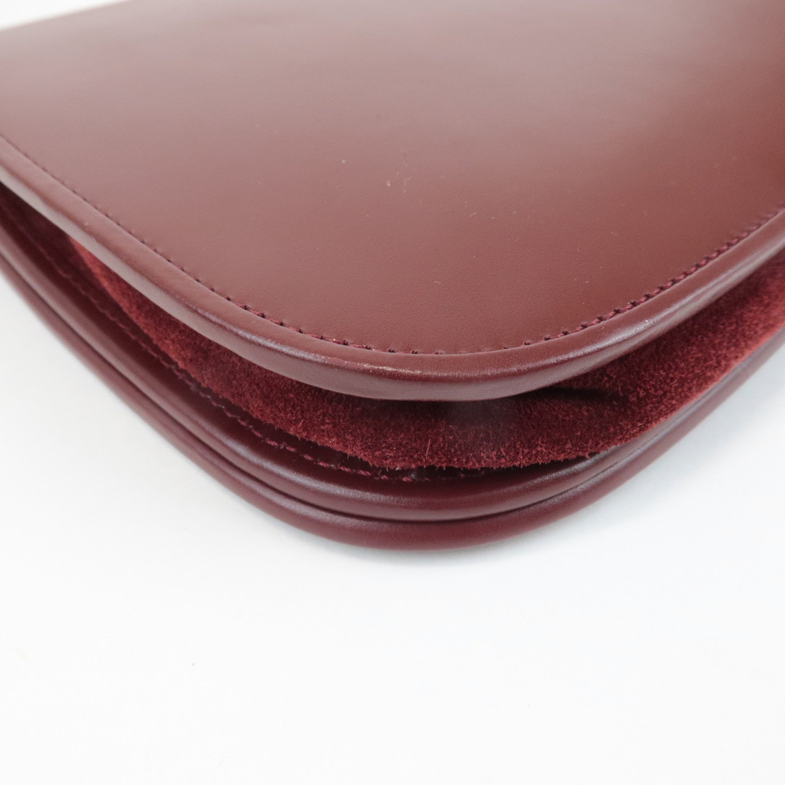 Cartier Must Must de Cartier Calf Suede Leather Shoulder Bag Burgundy Used