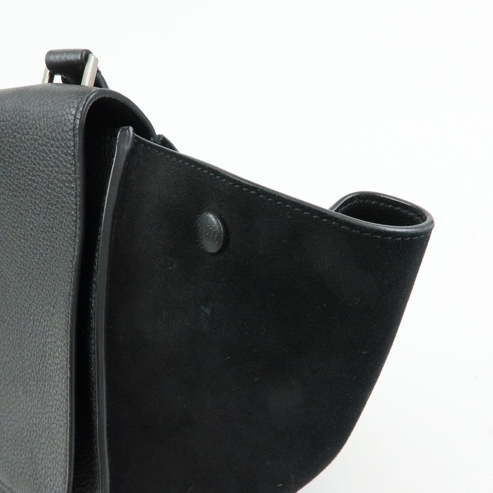 CELINE Trapeze Leather Suede 2WAY Bag Shoulder Bag Black