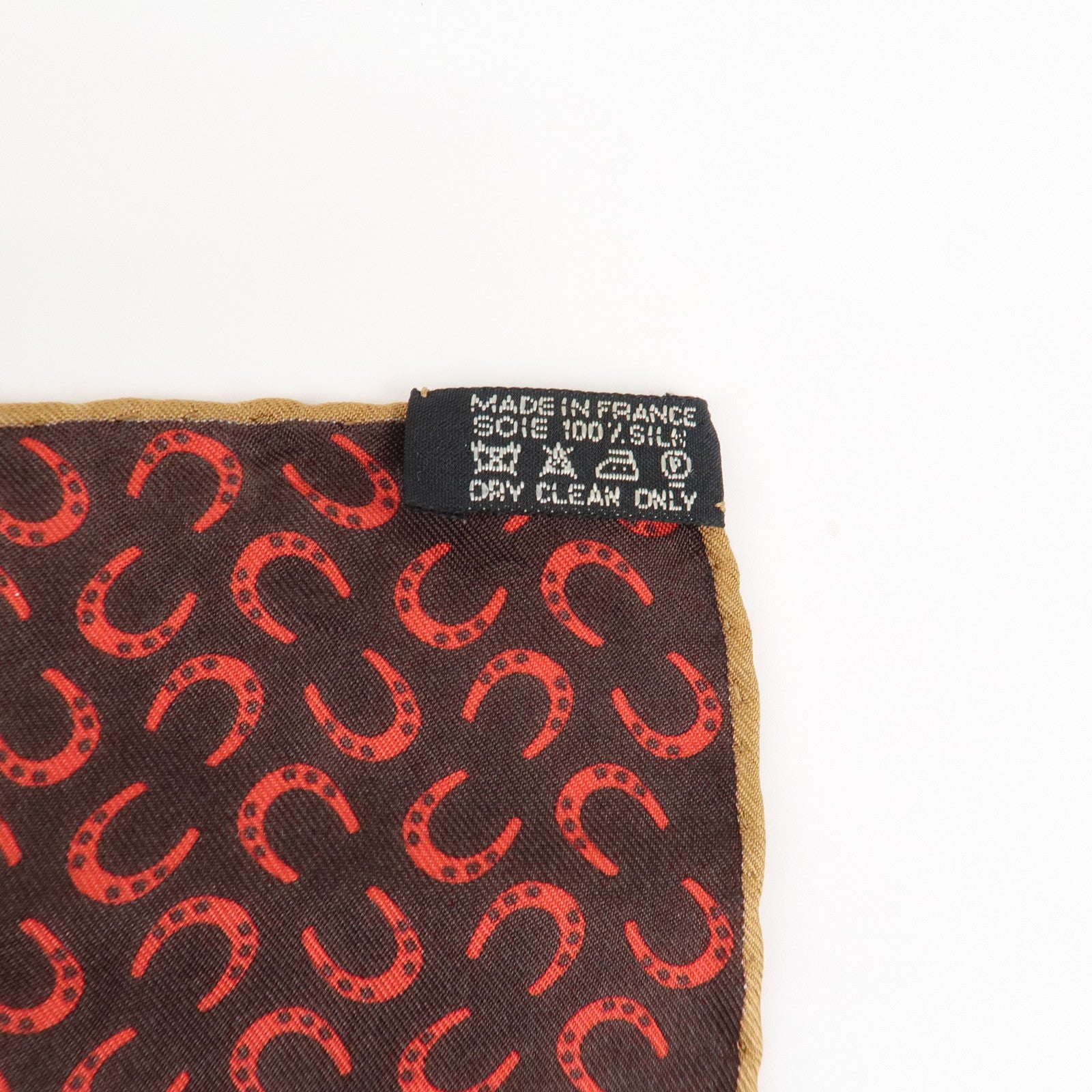 HERMES Carre 90 Silk 100% Scarf Porte Bonheur Horse Pattern Red Used