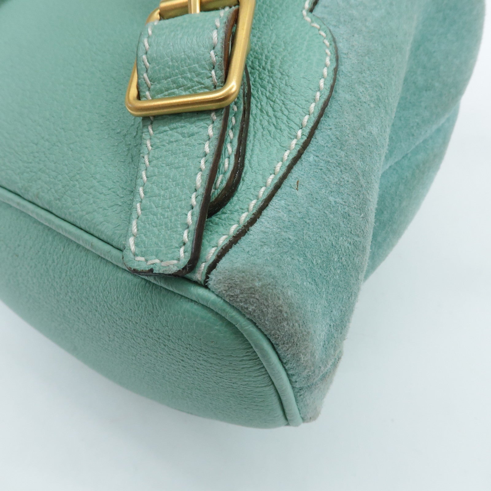 GUCCI Bamboo Suede Leather Mini Back Pack Green 003.2058.0030 Used