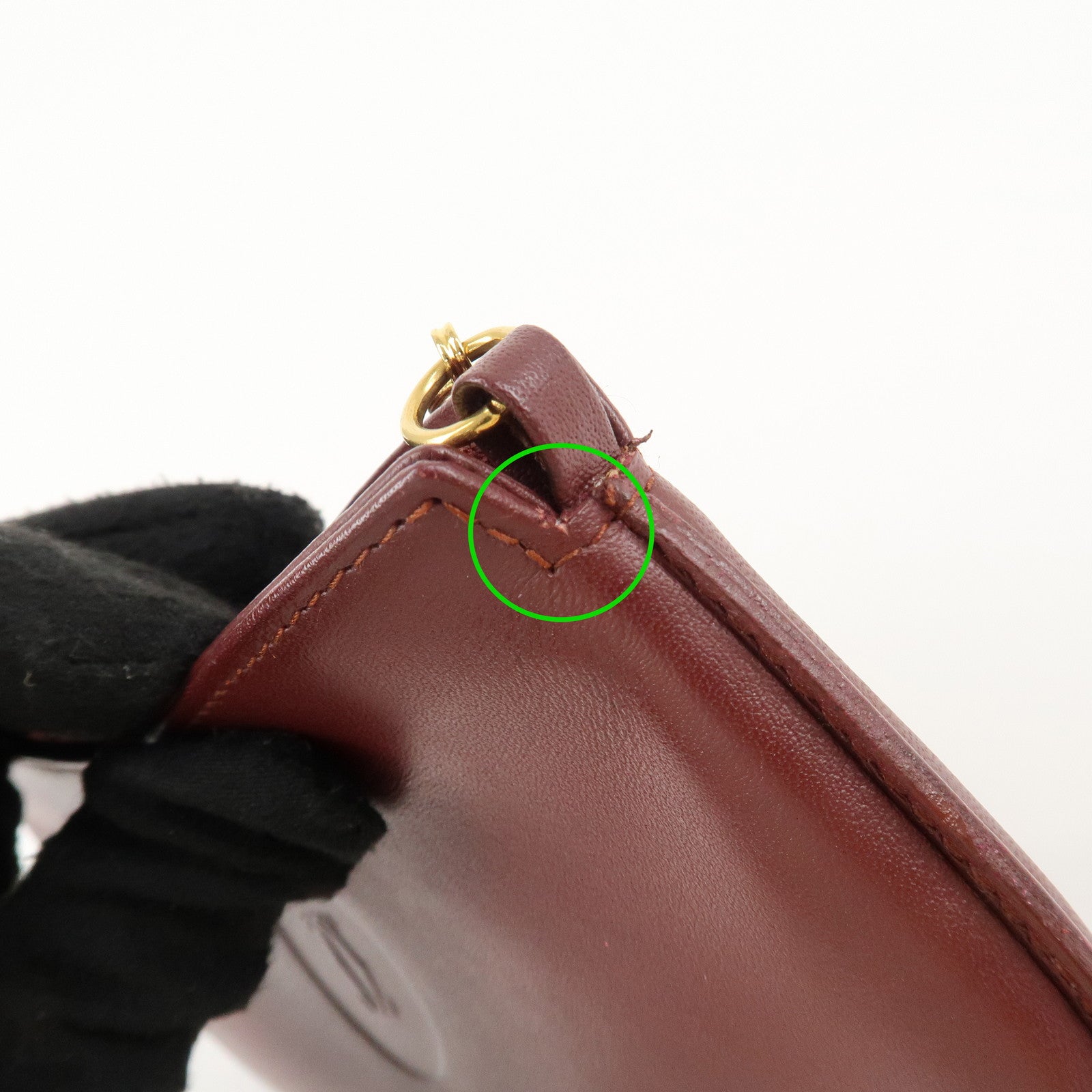 Cartier Must Line Must Do Leather Chain Strap Pouch Bordeaux Used