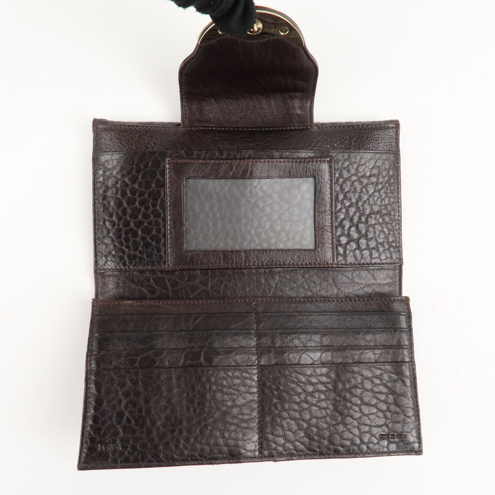 FENDI Zucca Canvas Leather W Hook Bifold Long Wallet 8N0032 Used