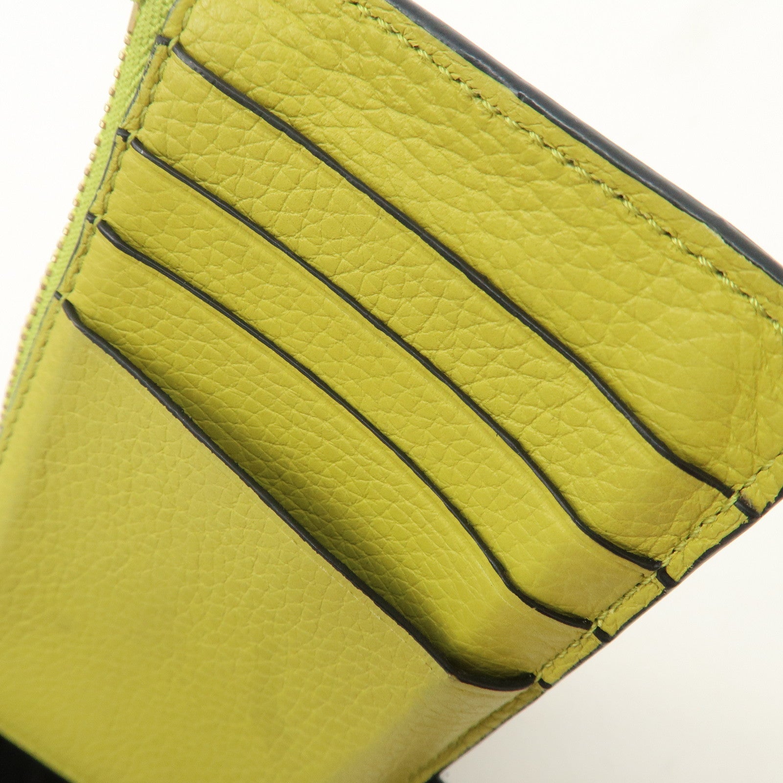 LOEWE Anagram Leather Coin Case Fragment Case Yellow Khaki Used