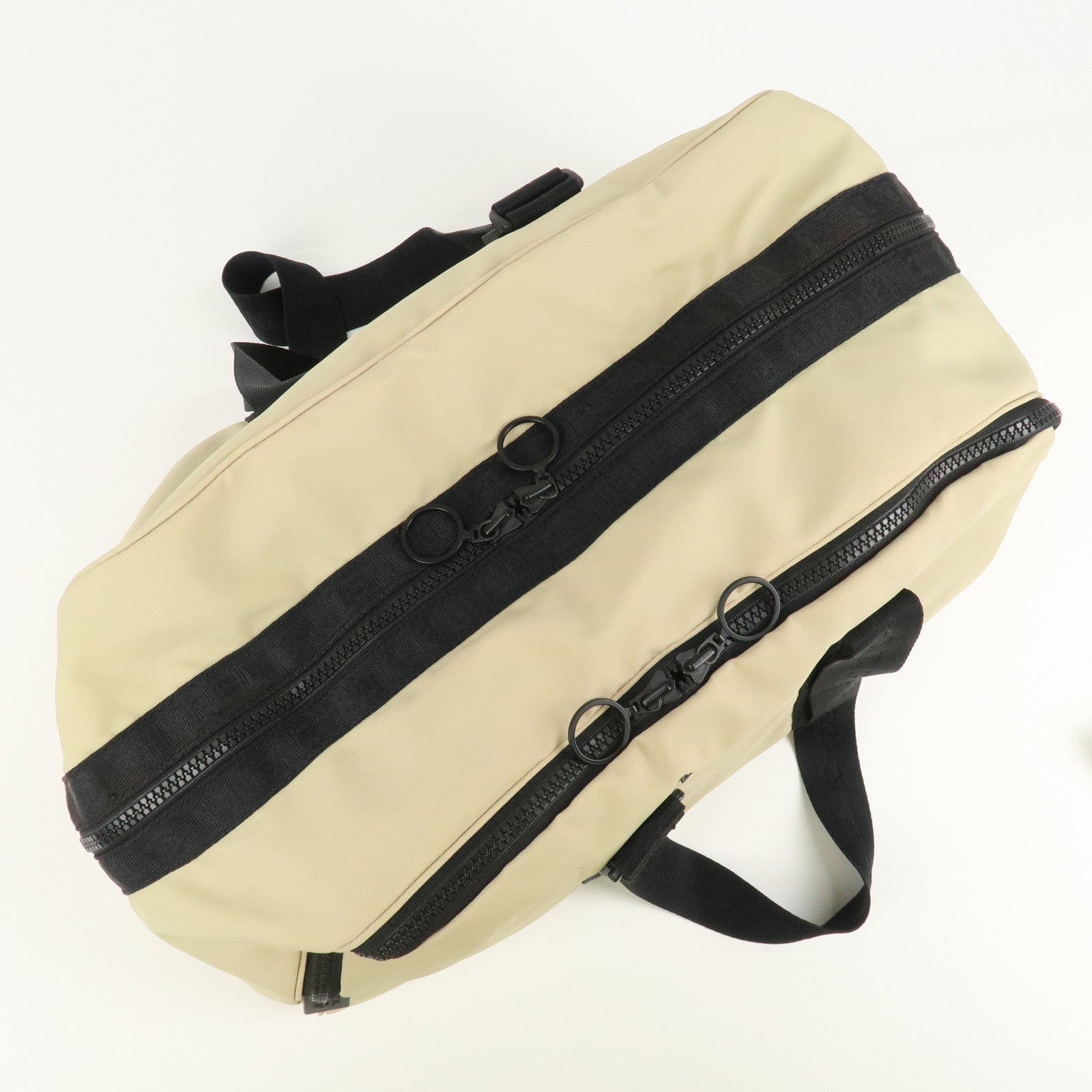 CHANEL Chanel Sport Nylon Boston Bag Beige Black A19977 Used