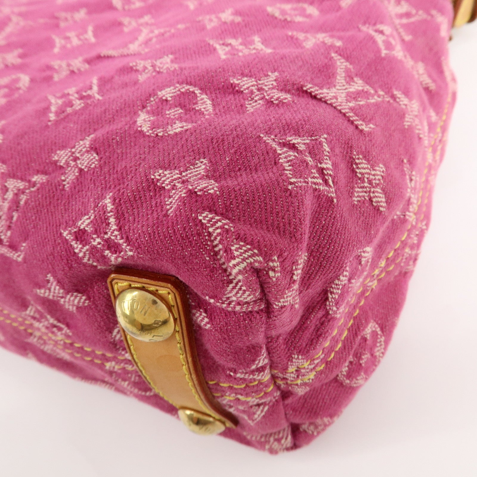 Louis Vuitton Monogram Denim Baggy PM Shoulder Bag Fuchsia M95212 Used