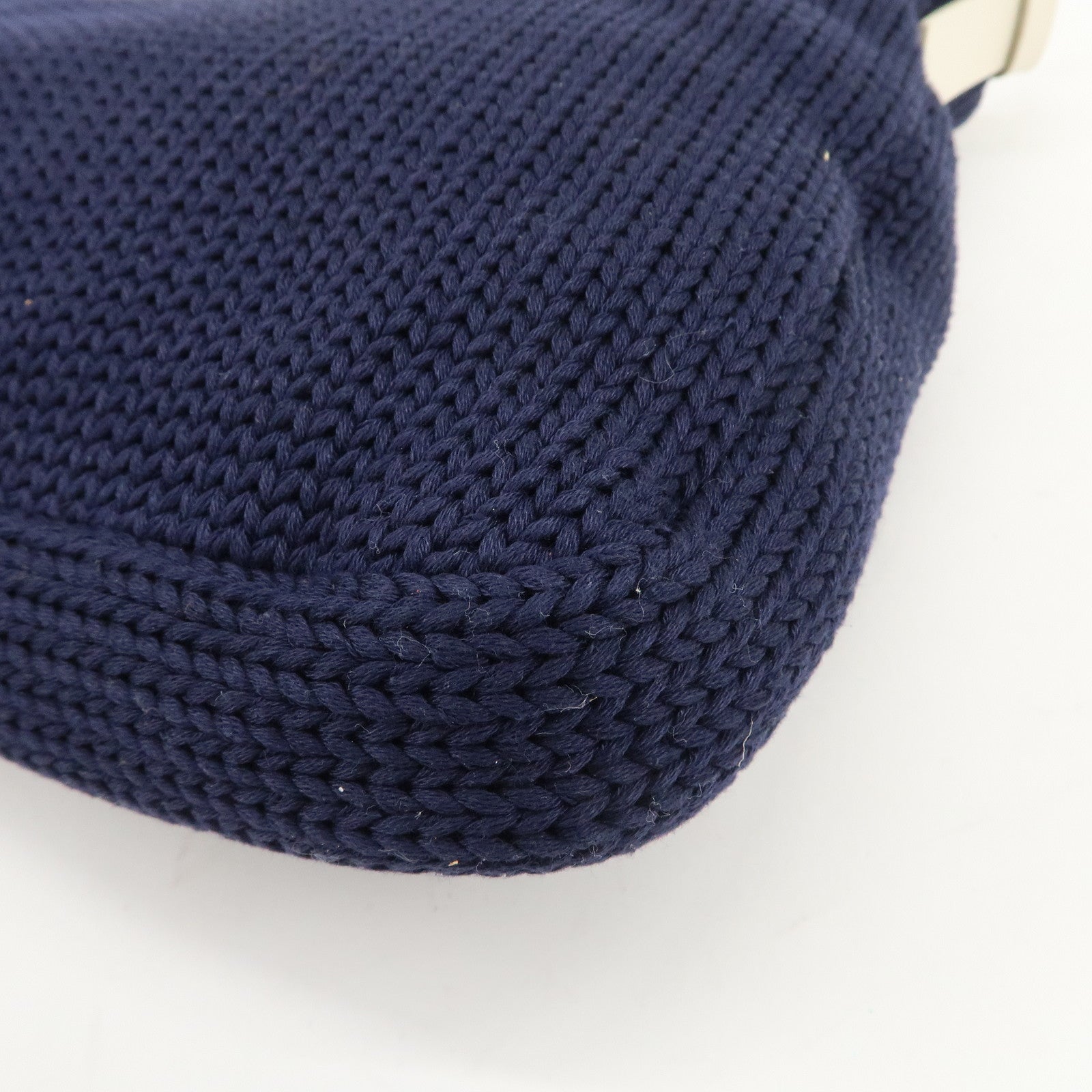FENDI Wool Leather Shoulder Bag Navy White 26569 Used