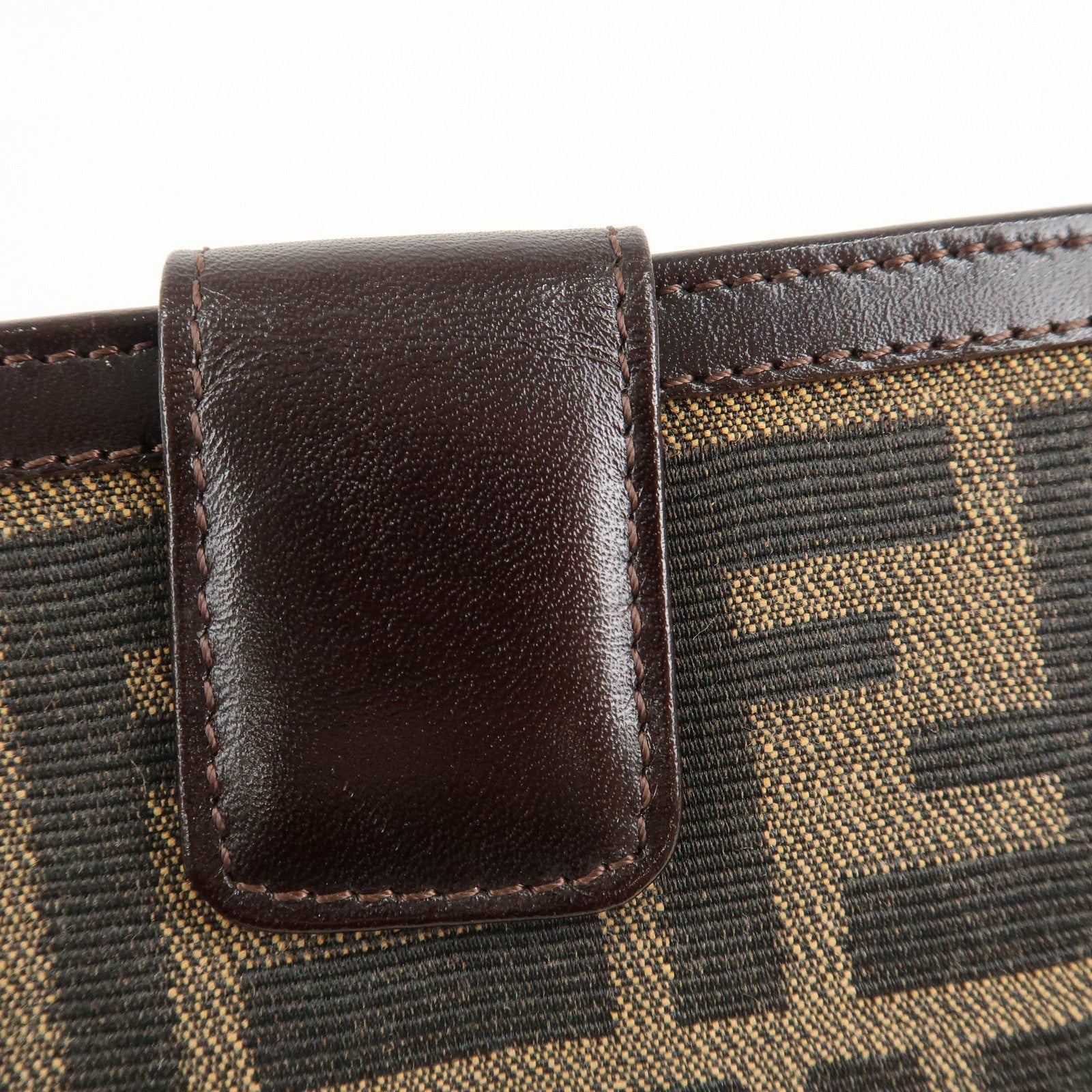FENDI Zucca Canvas Leather Bifold Wallet Brown Black 1692 Used