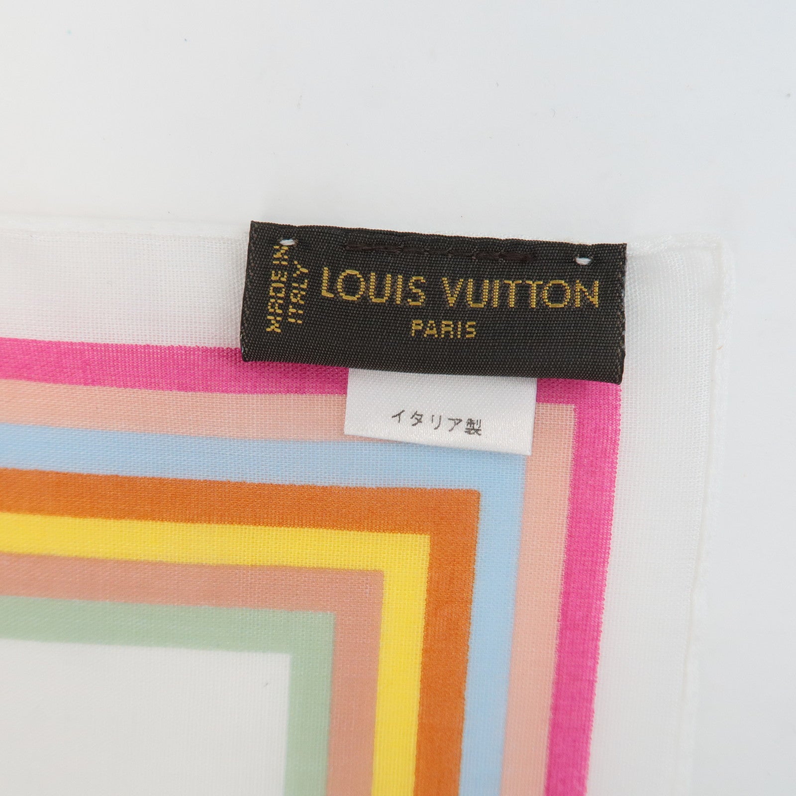 Louis Vuitton Monogram Multicolor Cotton Scarf Blanc M71911 Used