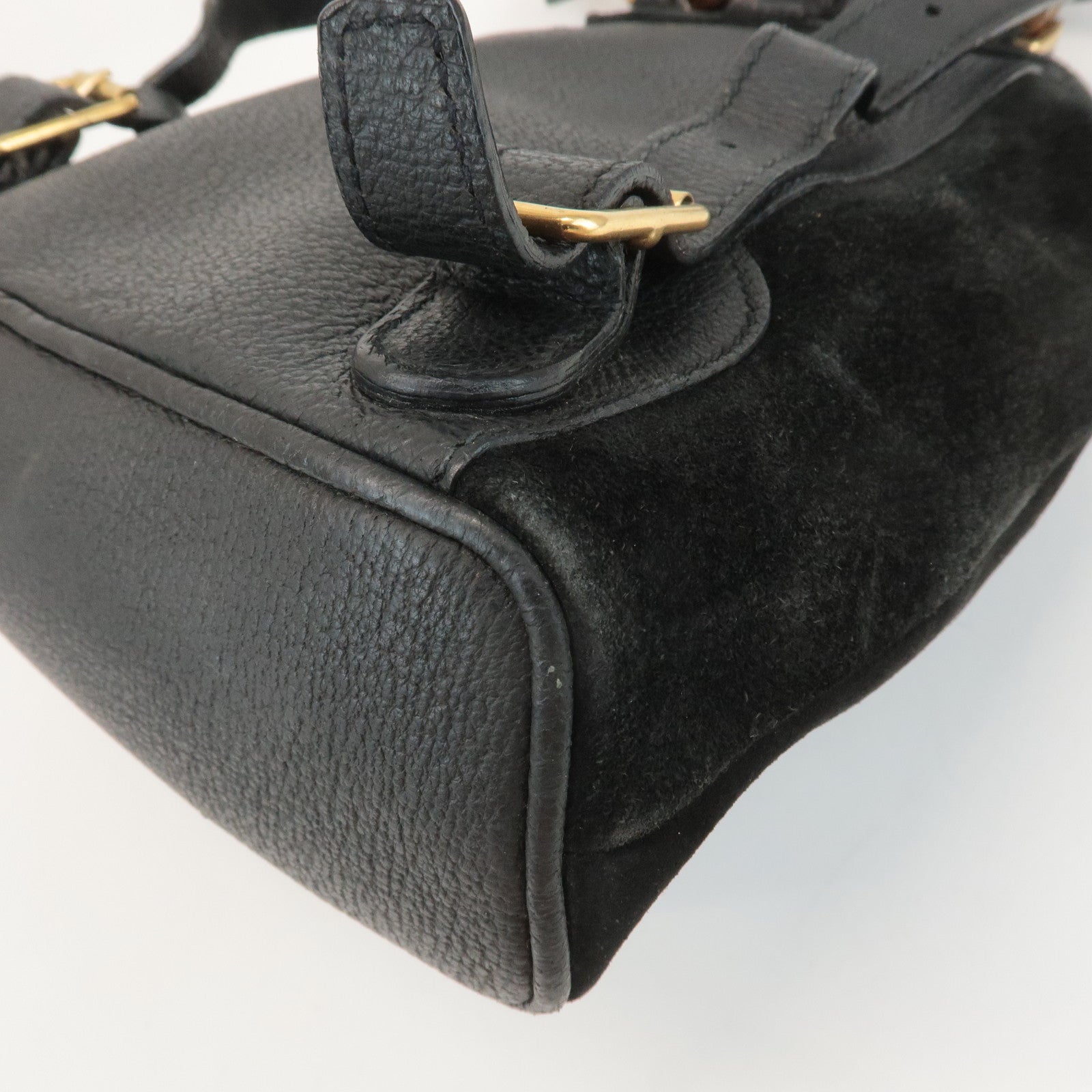 GUCCI Bamboo Suede Leather Mini Back Pack Black 00.2034.0030 Used