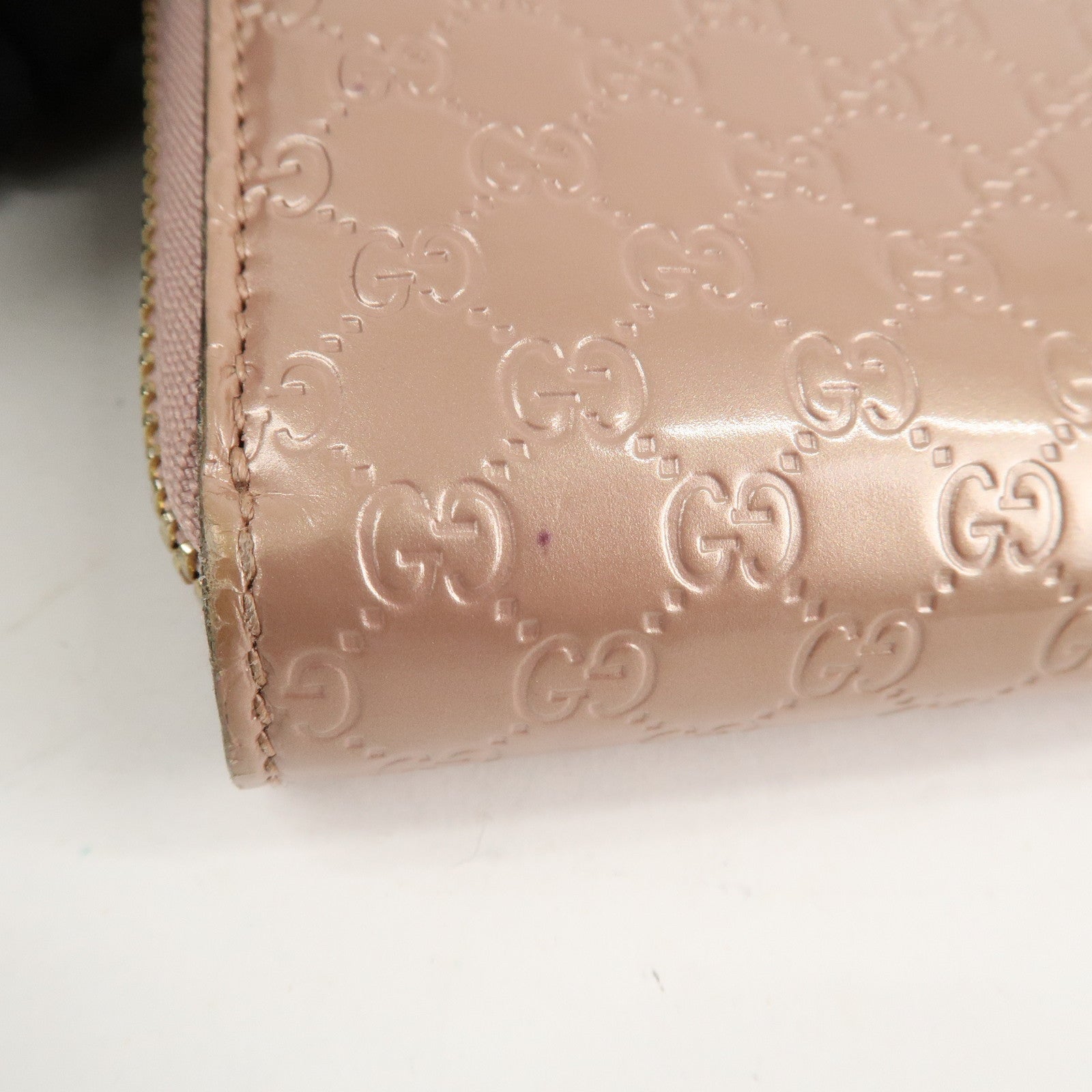 GUCCI Micro Guccissima Patent Leather Zippy Long Wallet 258406 Used