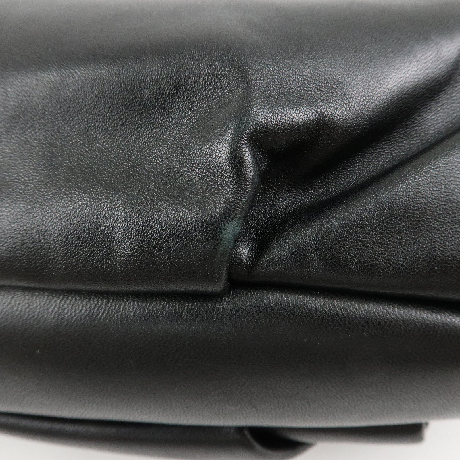 PRADA Leather Chain One-Shoulder Bag Black Gold Hardware Used