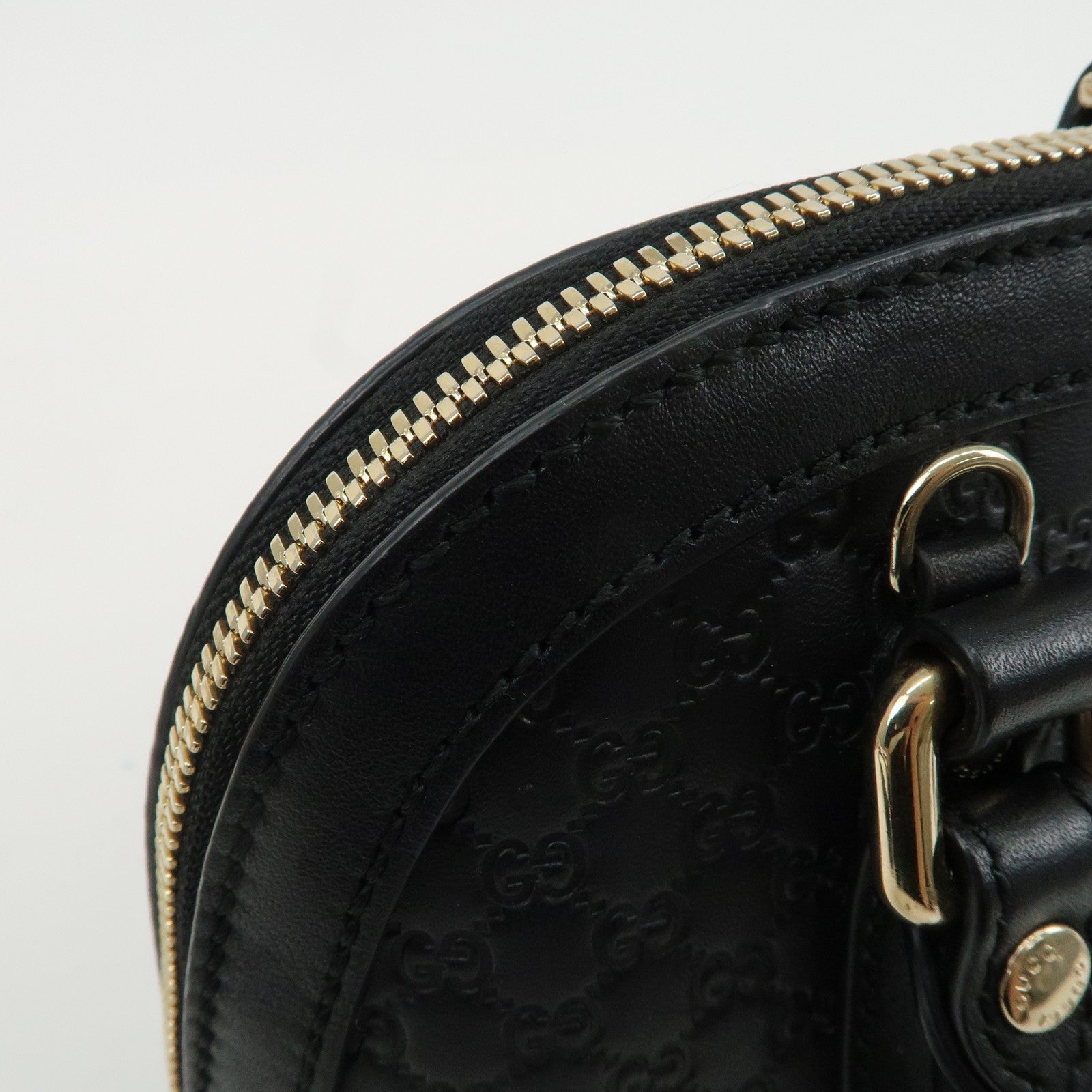 GUCCI Micro Guccissima Leather 2Way Shoulder Hand Bag Black 449654 Used