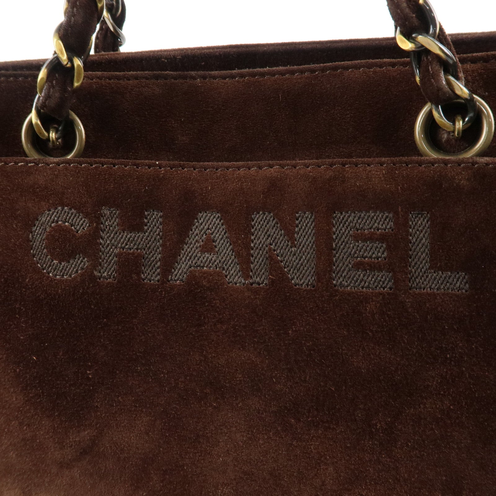 CHANEL Suede Chain Hand Bag Shoulder Bag Tote Bag Brown Used