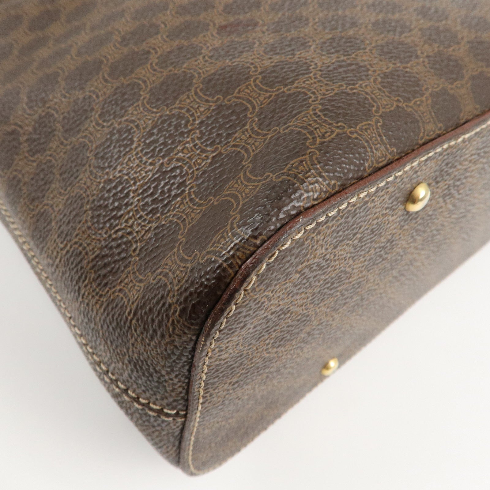 CELINE Macadam PVC Leather Shoulder Bag Hand Bag Brown Used