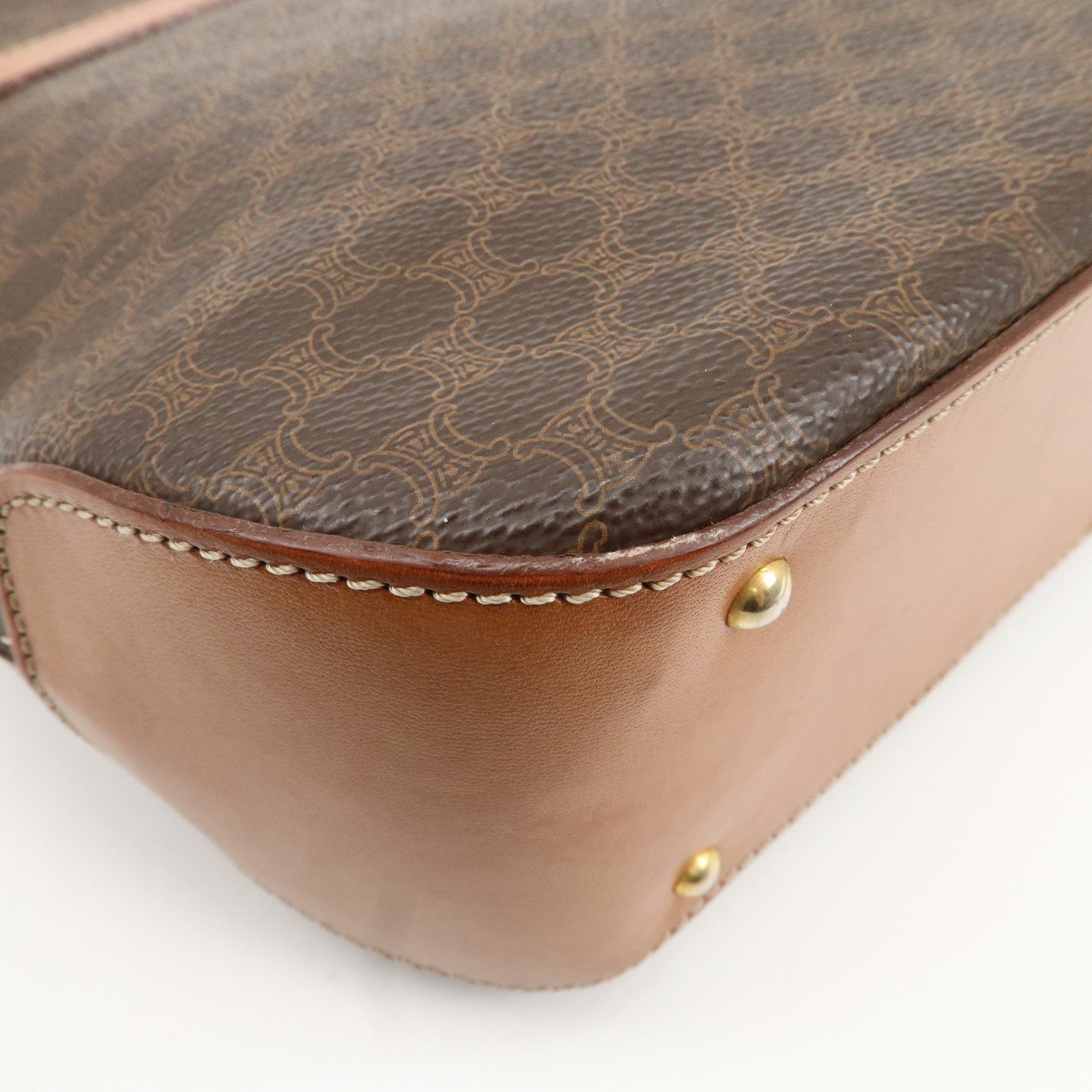 CELINE Macadam PVC Leather Hand Bag Brown Used