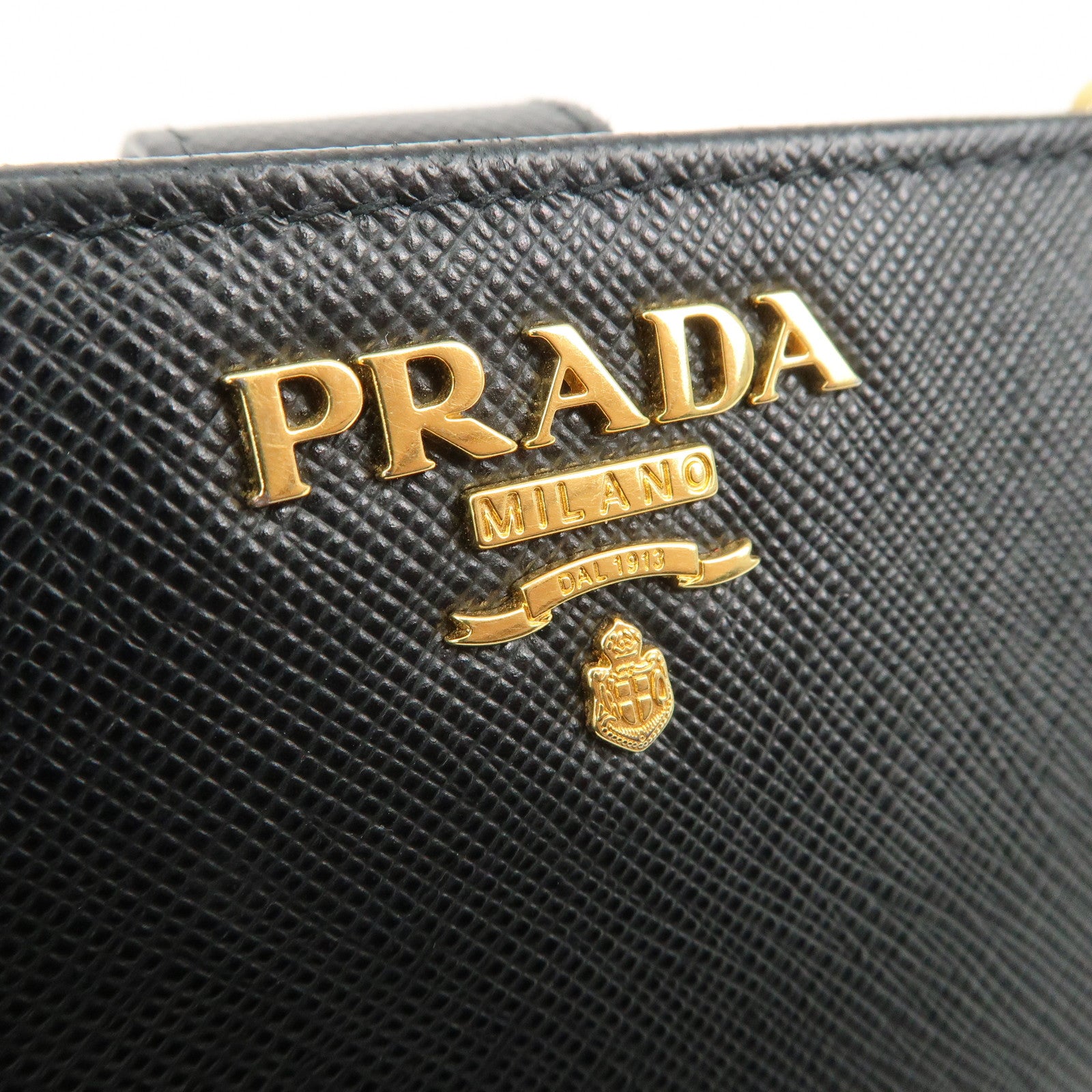 PRADA Saffiano Leather Bi-Fold Wallet Purse Black 1ML225 Used