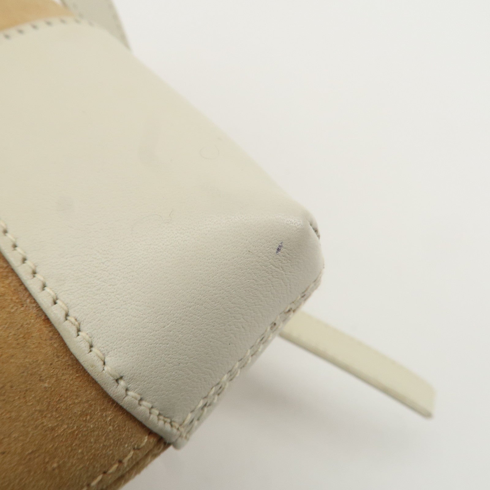 LOEWE Anagram Suede Leather Shoulder Bag Beige Ivory Used